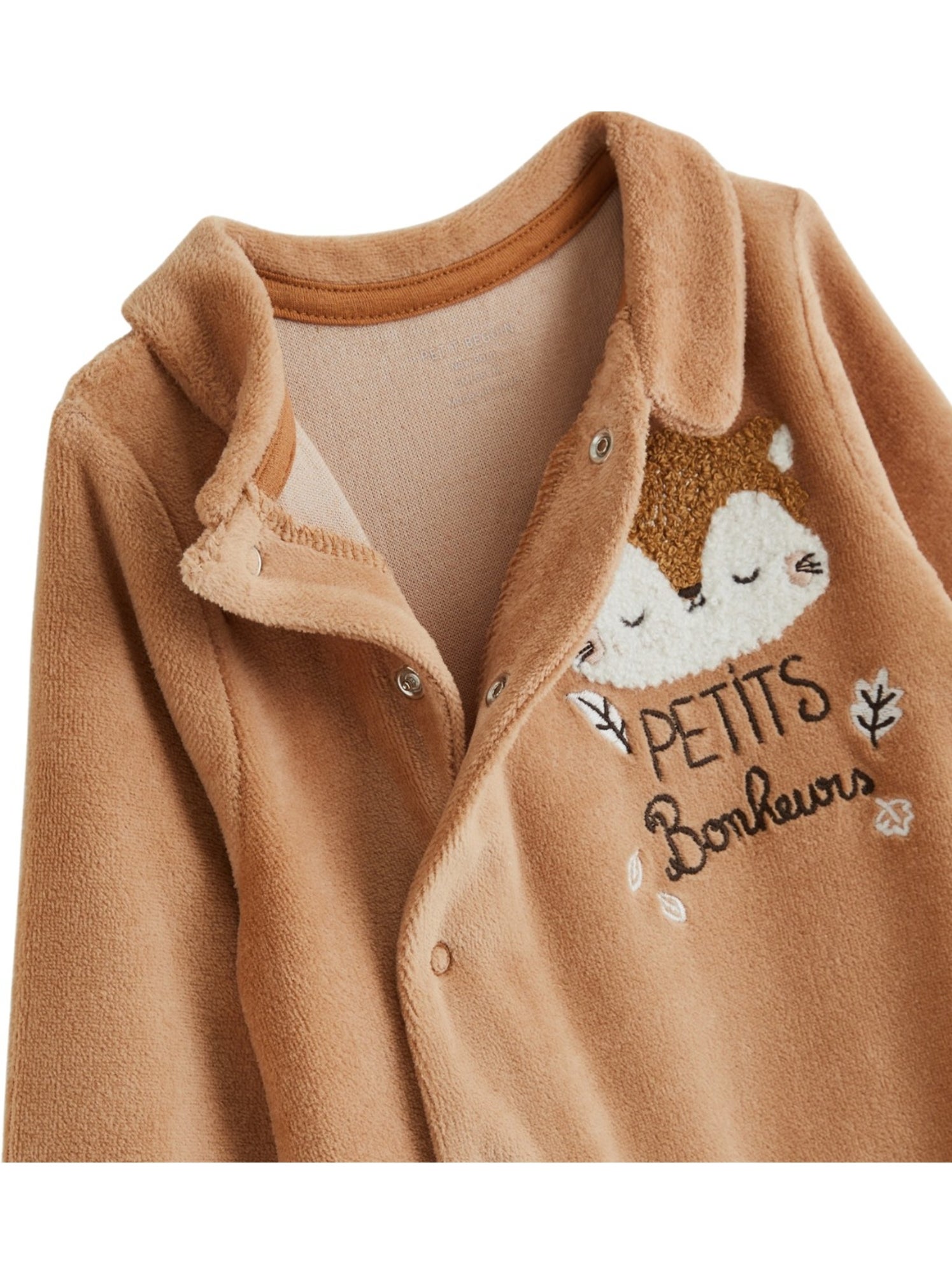 Pyjama bébé en velours côtelé caramel - Marron