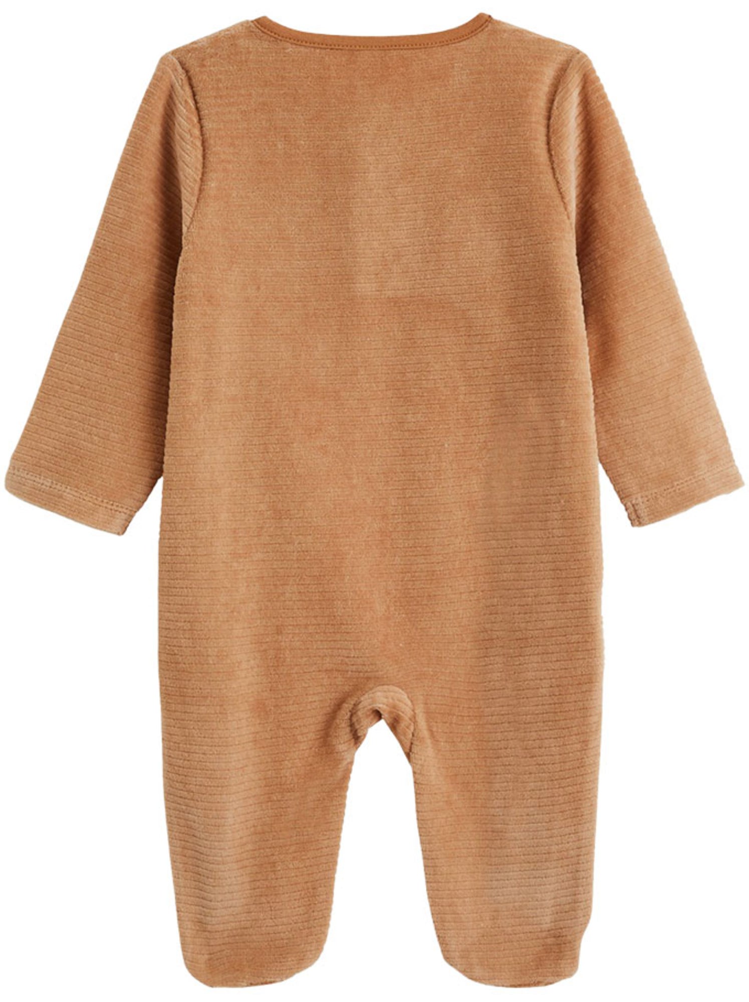Pyjama bébé en velours côtelé ouverture pont caramel - Marron