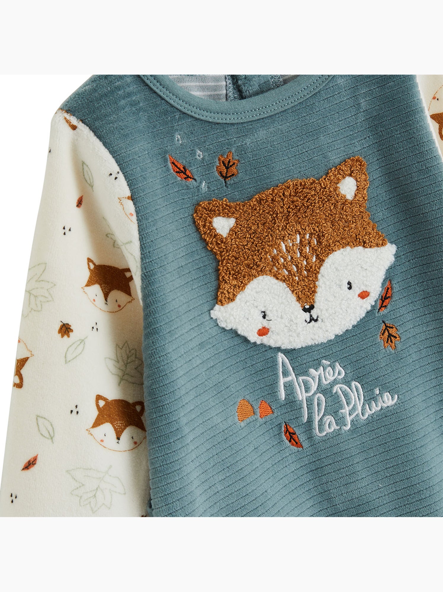 Pyjama bébé en velours ginkgo - Vert