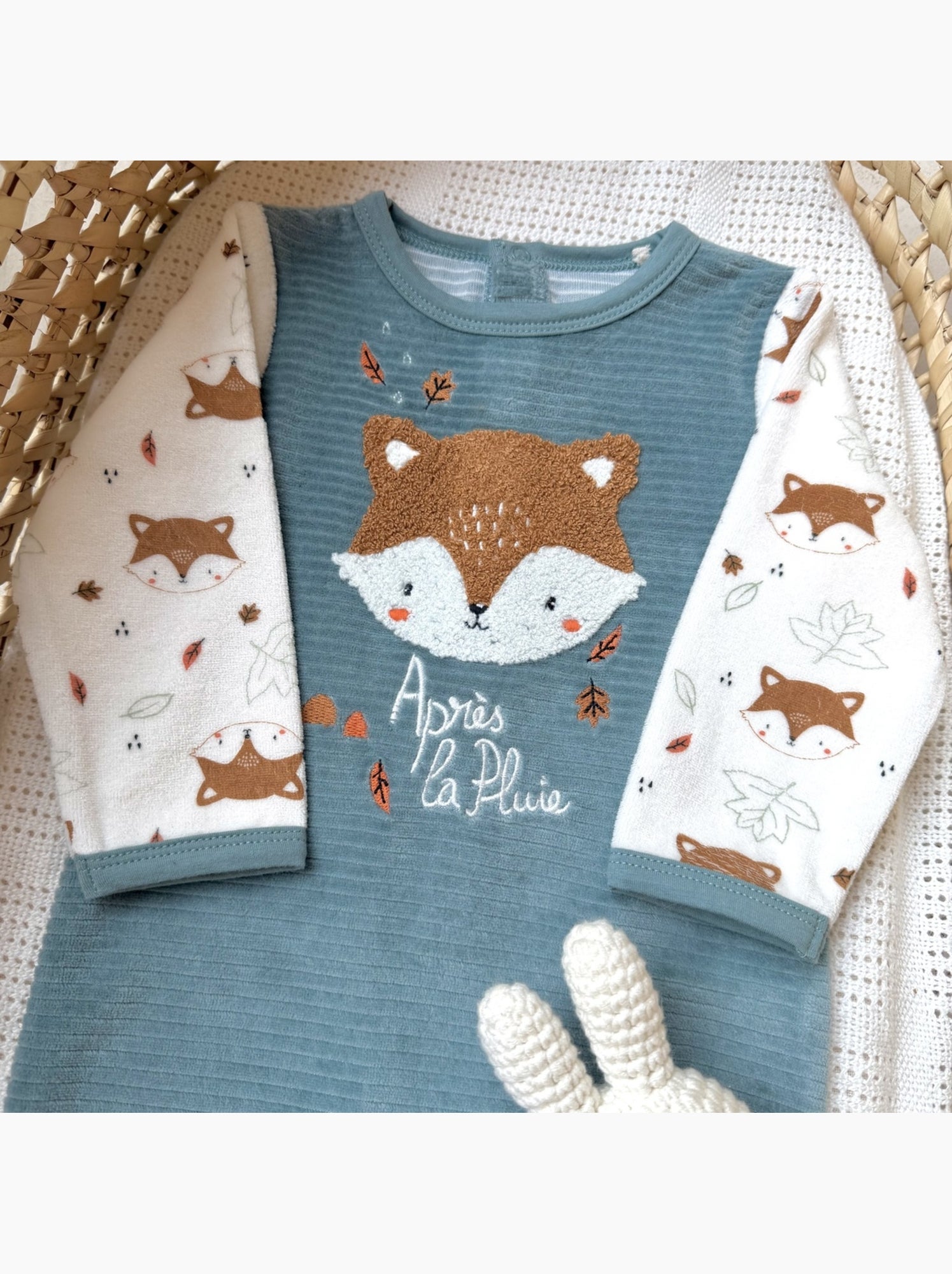 Pyjama bébé en velours ginkgo - Vert