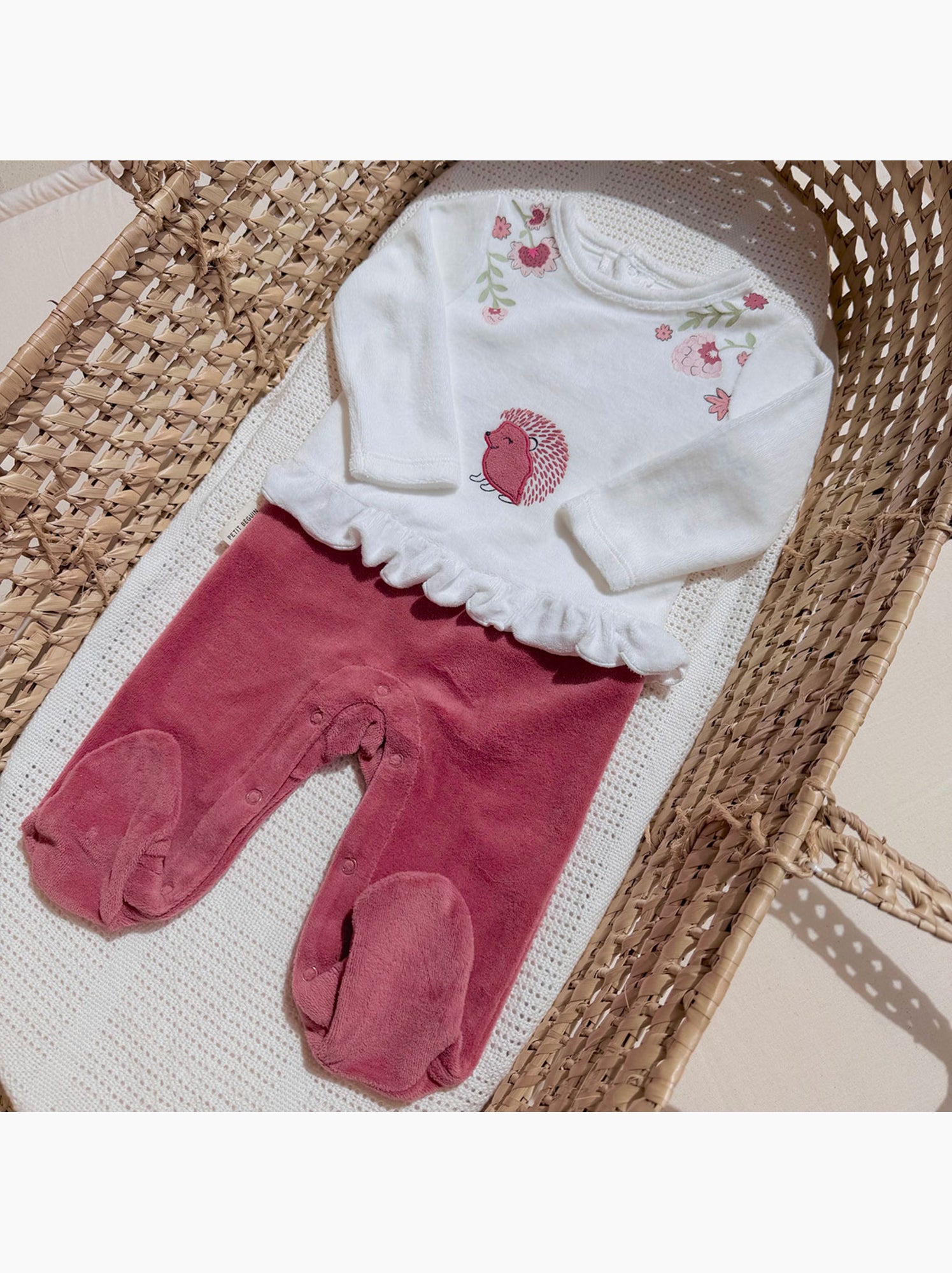 Pyjama bébé en velours harmony - Rose