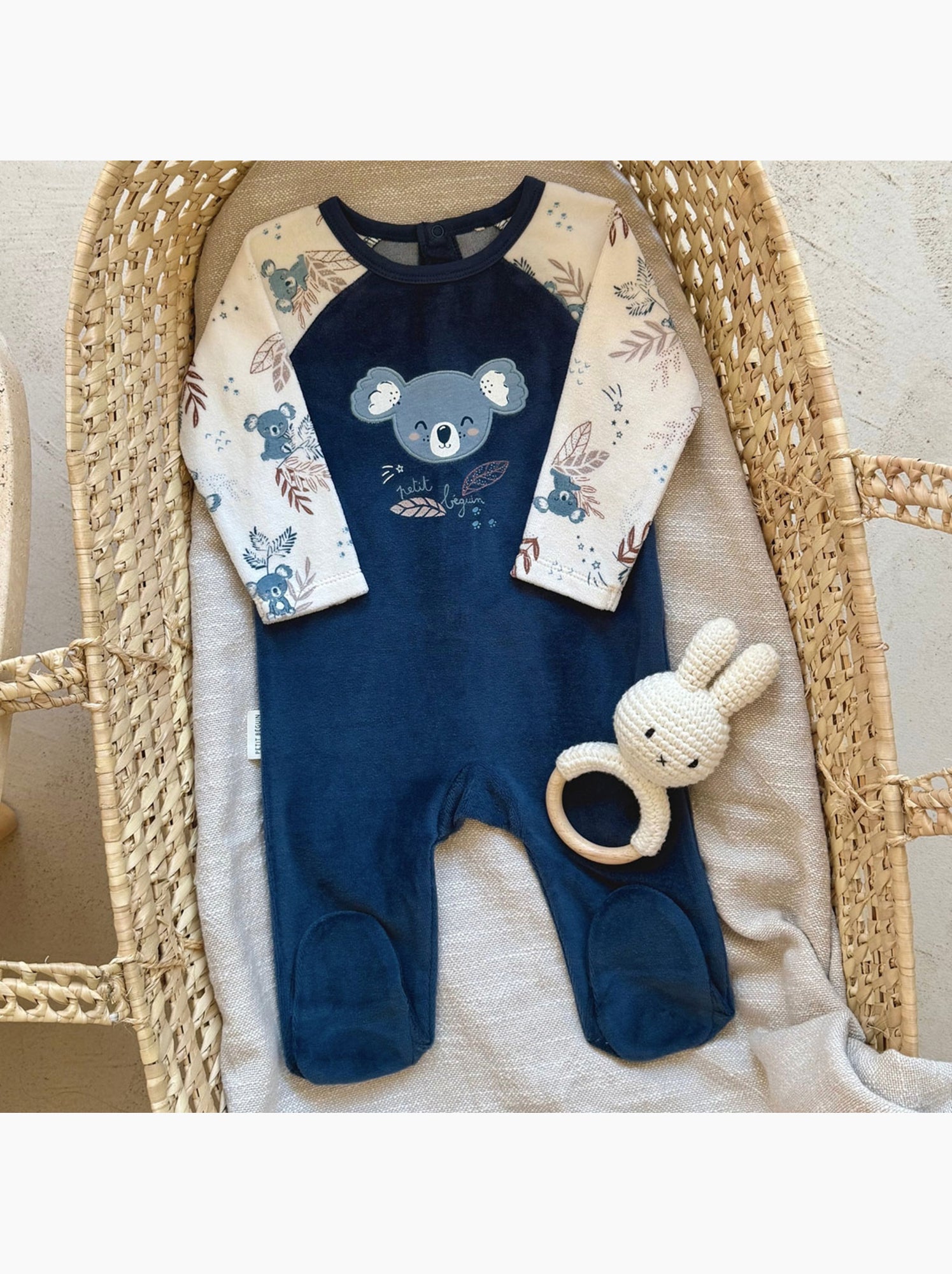 Pyjama bébé en velours mathéo - Bleu
