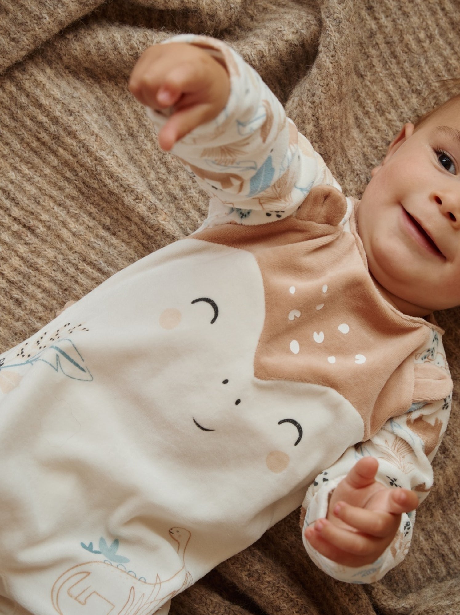 Pyjama bébé en velours nino - Ecru