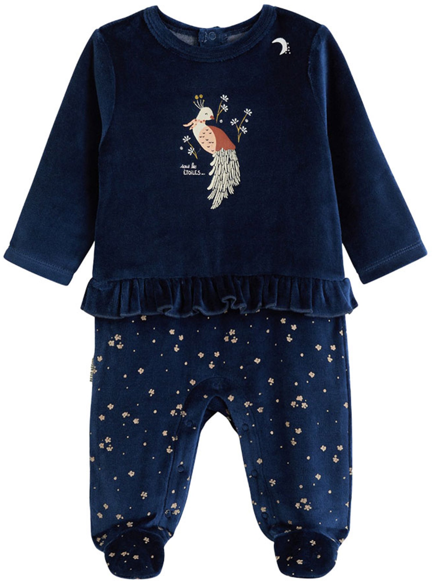 Pyjama bébé en velours ollie - Bleu