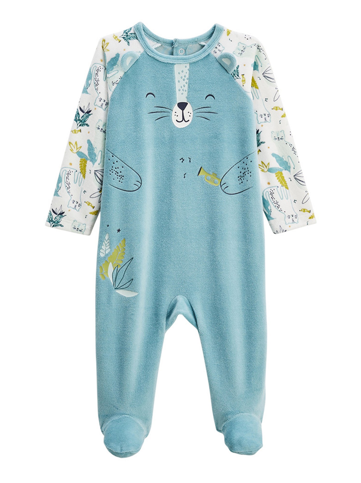 Pyjama bébé en velours oscar - Bleu