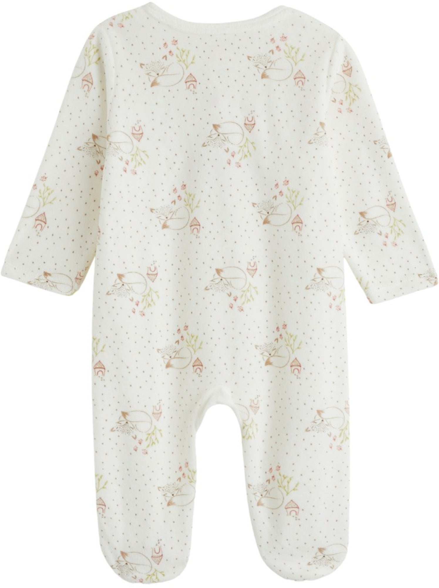 Pyjama bébé en velours ouverture pont doucette - Ecru