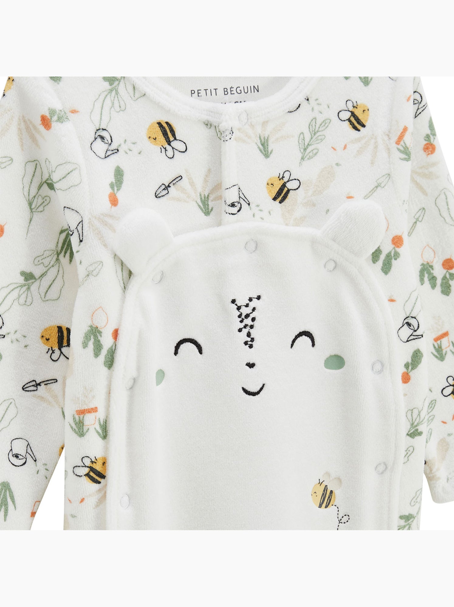 Pyjama bébé en velours ouverture pont eden - Beige