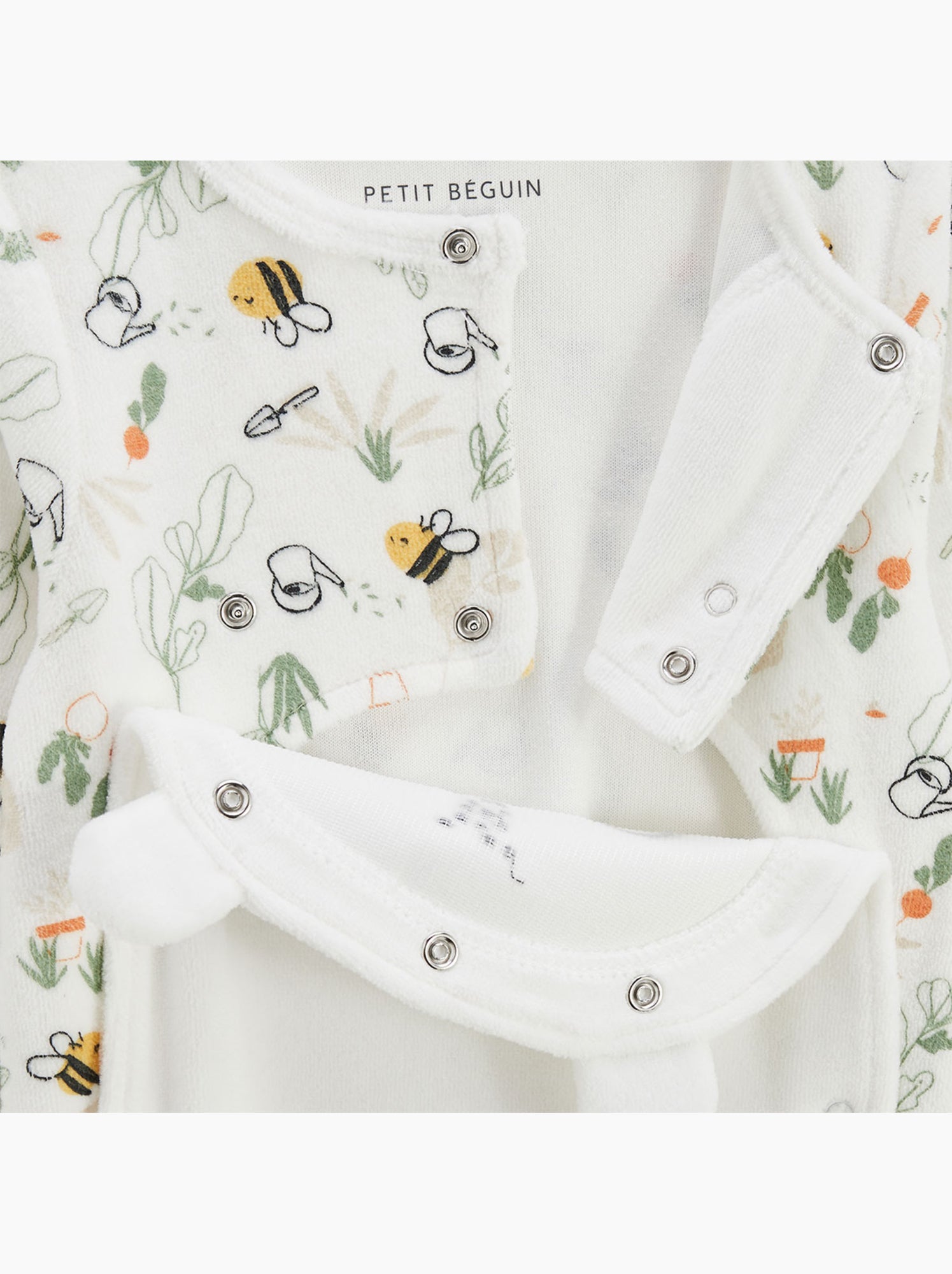 Pyjama bébé en velours ouverture pont eden - Beige