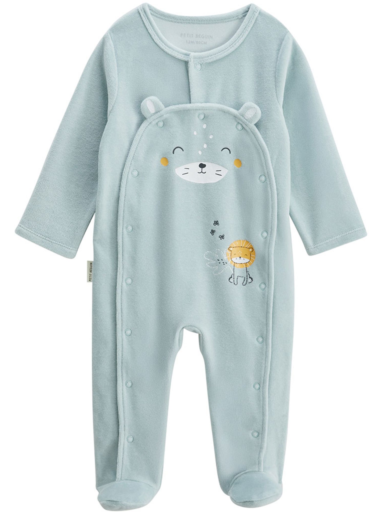 Pyjama bébé en velours ouverture pont elio - Bleu