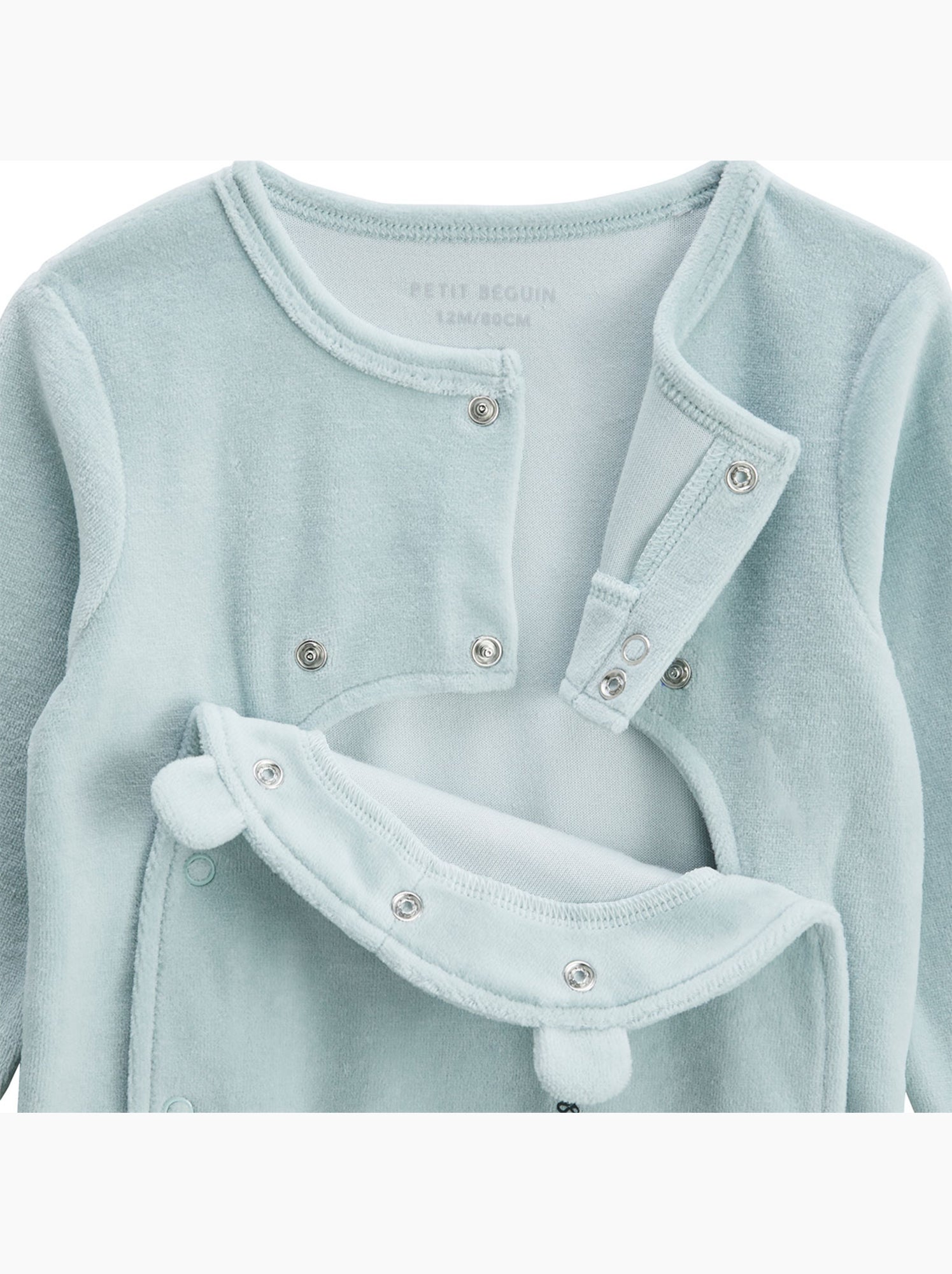 Pyjama bébé en velours ouverture pont elio - Bleu