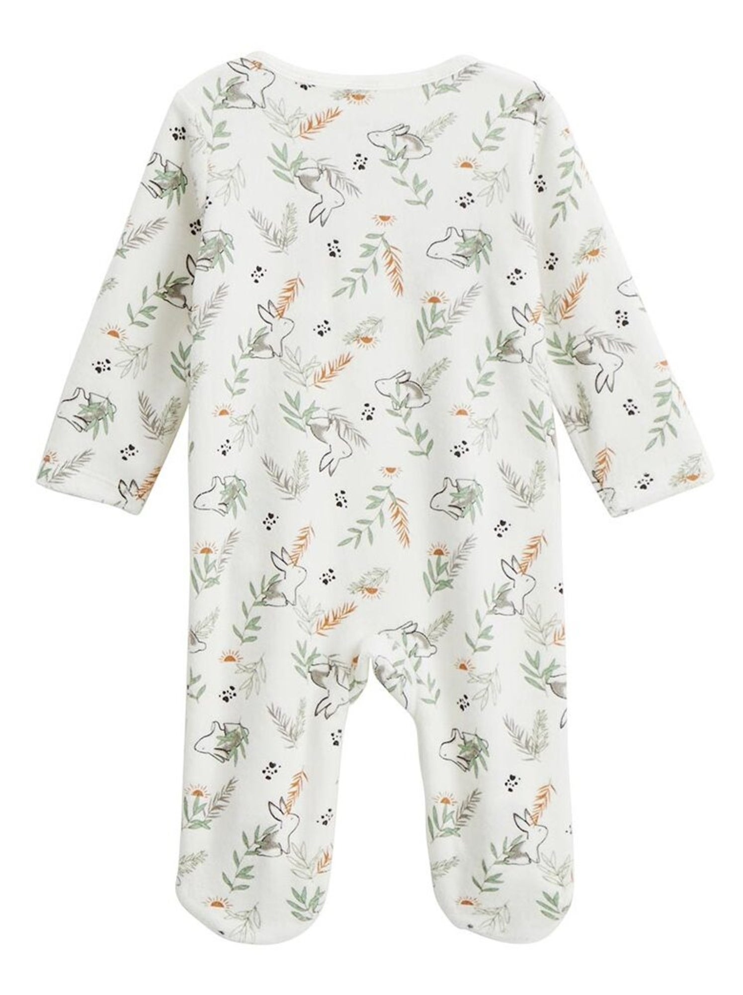 Pyjama bébé en velours ouverture pont frimousse - Ecru