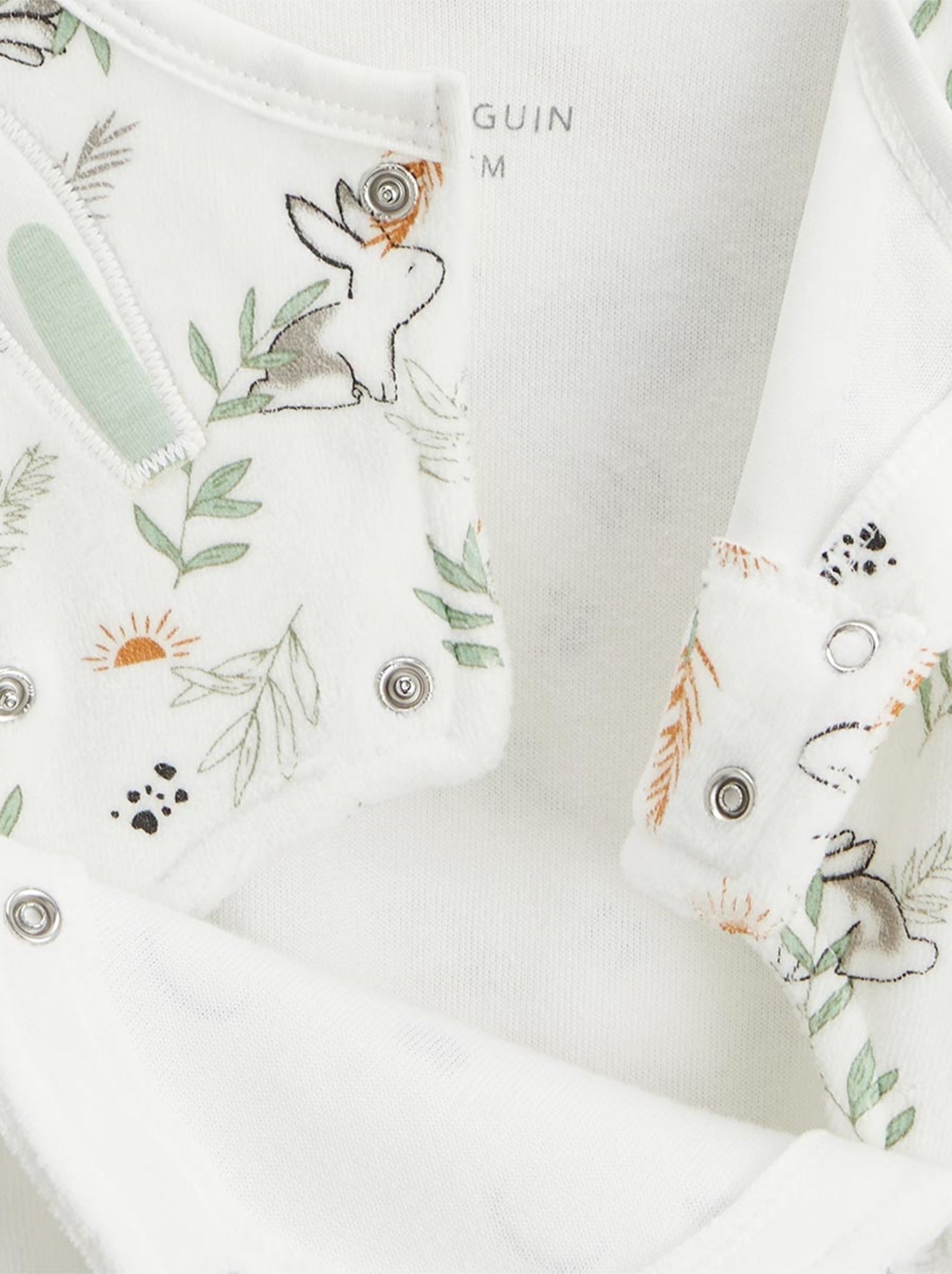 Pyjama bébé en velours ouverture pont frimousse - Ecru