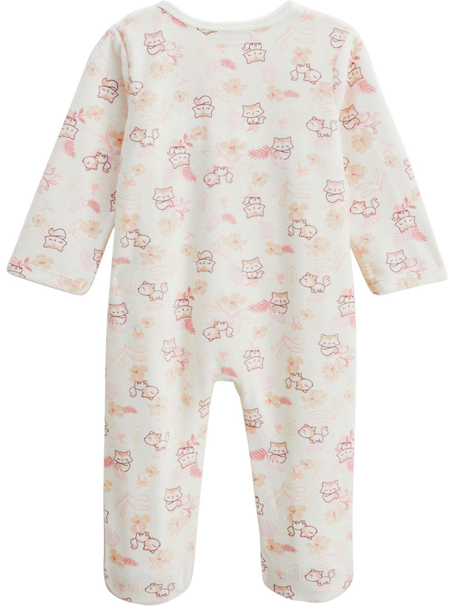 Pyjama bébé en velours ouverture pont louison - Ecru