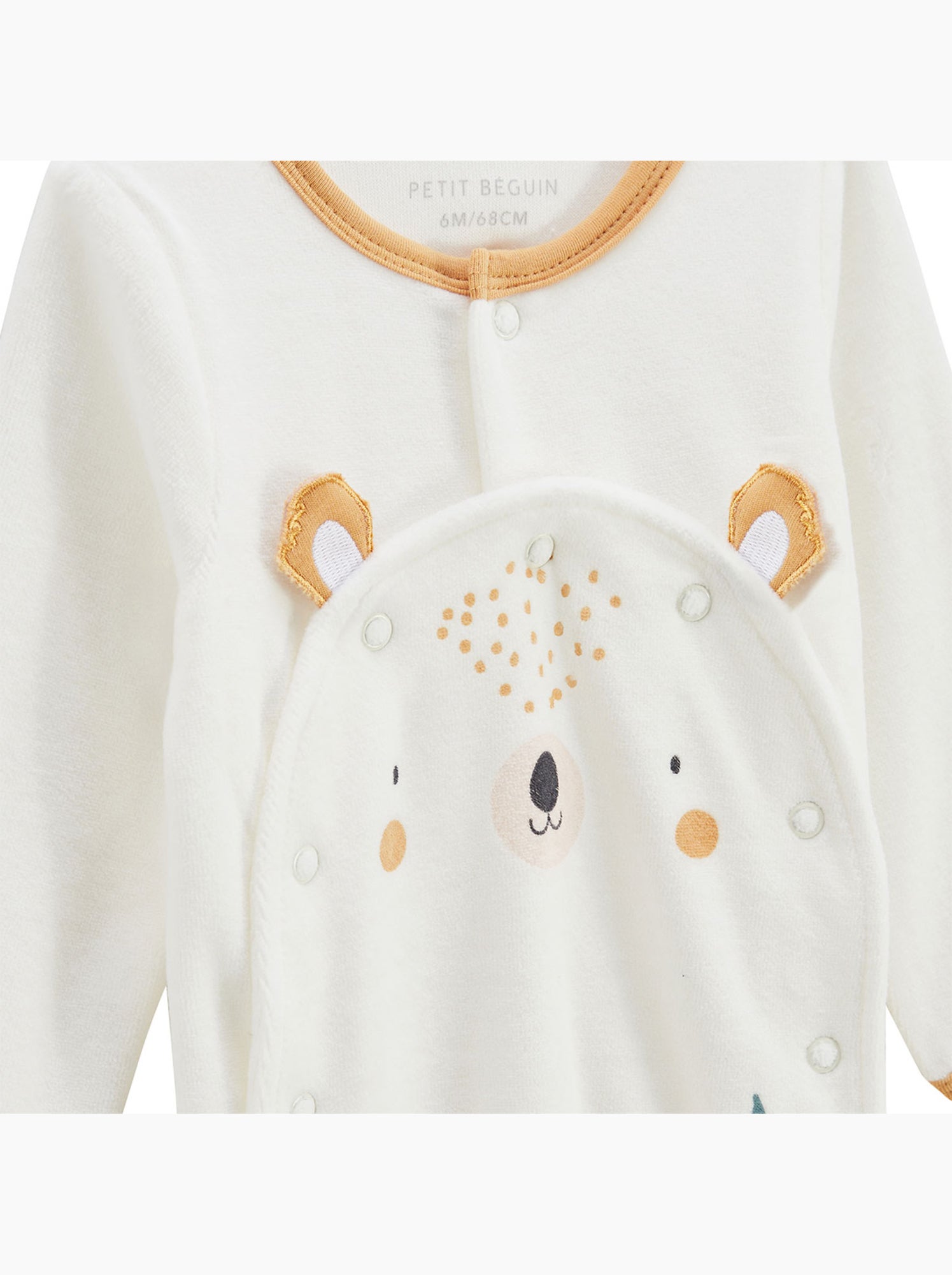 Pyjama bébé en velours ouverture pont mini rêve - Ecru