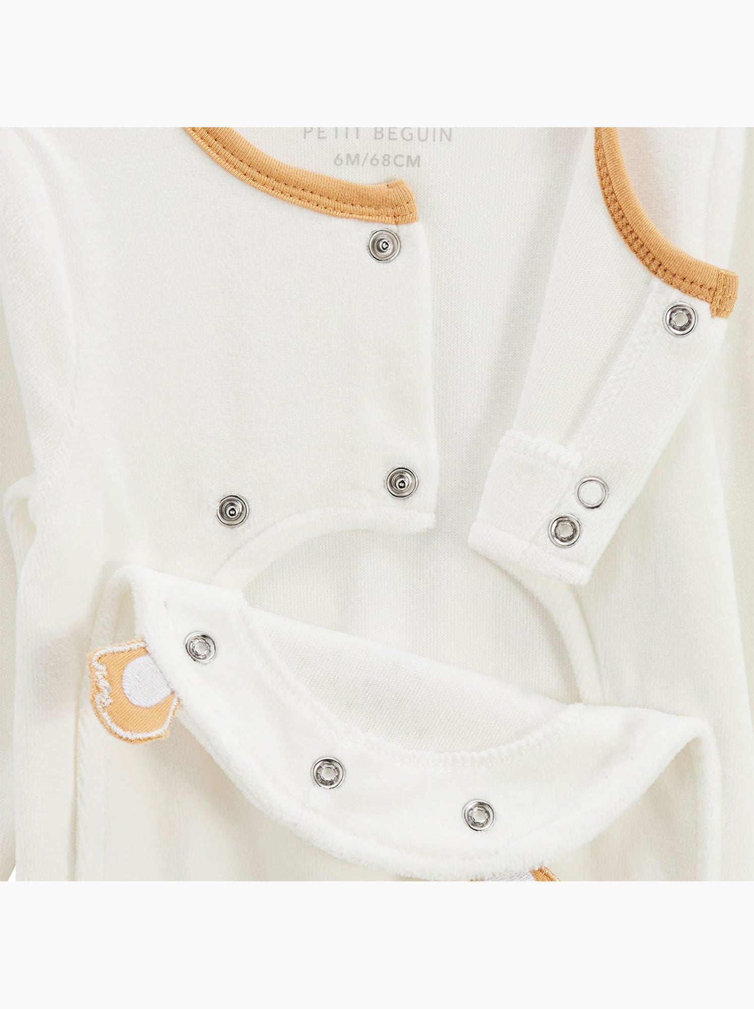 Pyjama bébé en velours ouverture pont mini rêve - Ecru