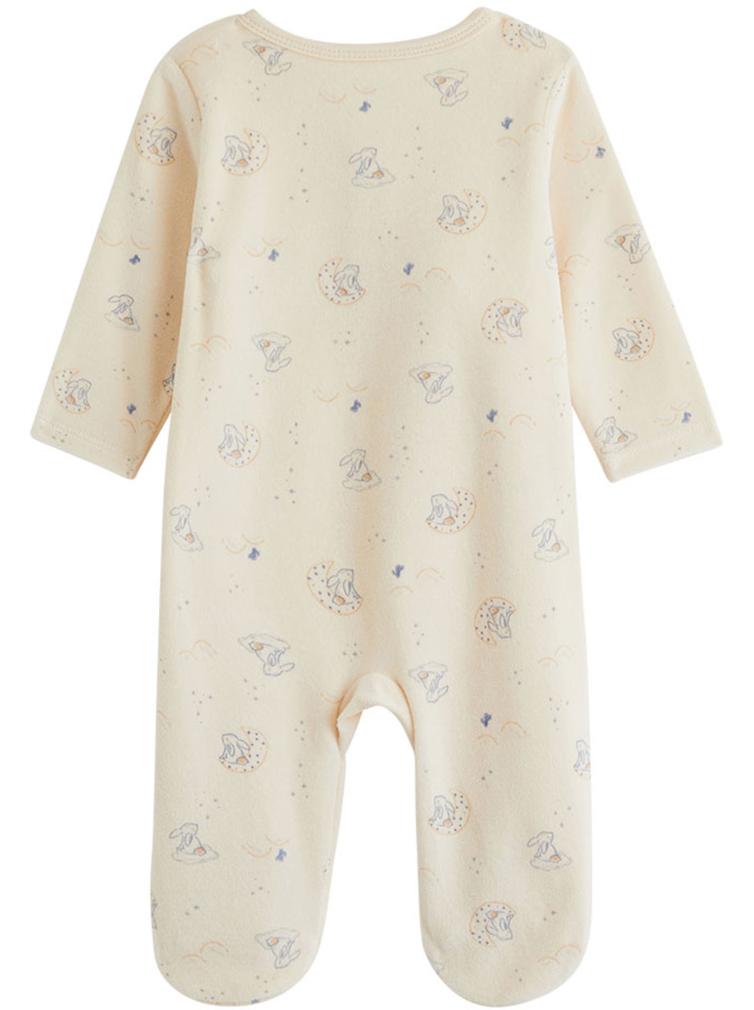Pyjama bébé en velours ouverture pont voix lactée - Ecru