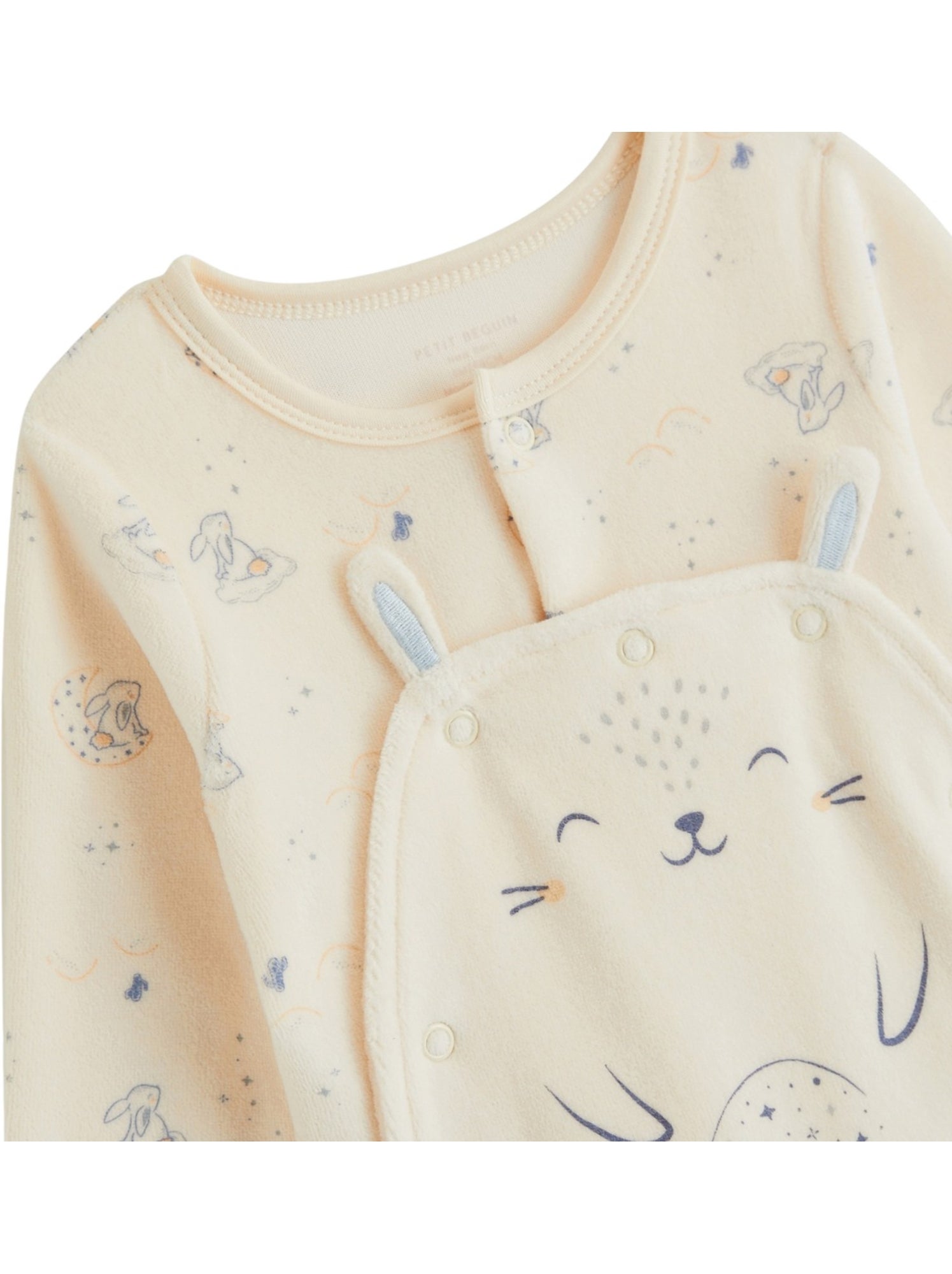 Pyjama bébé en velours ouverture pont voix lactée - Ecru