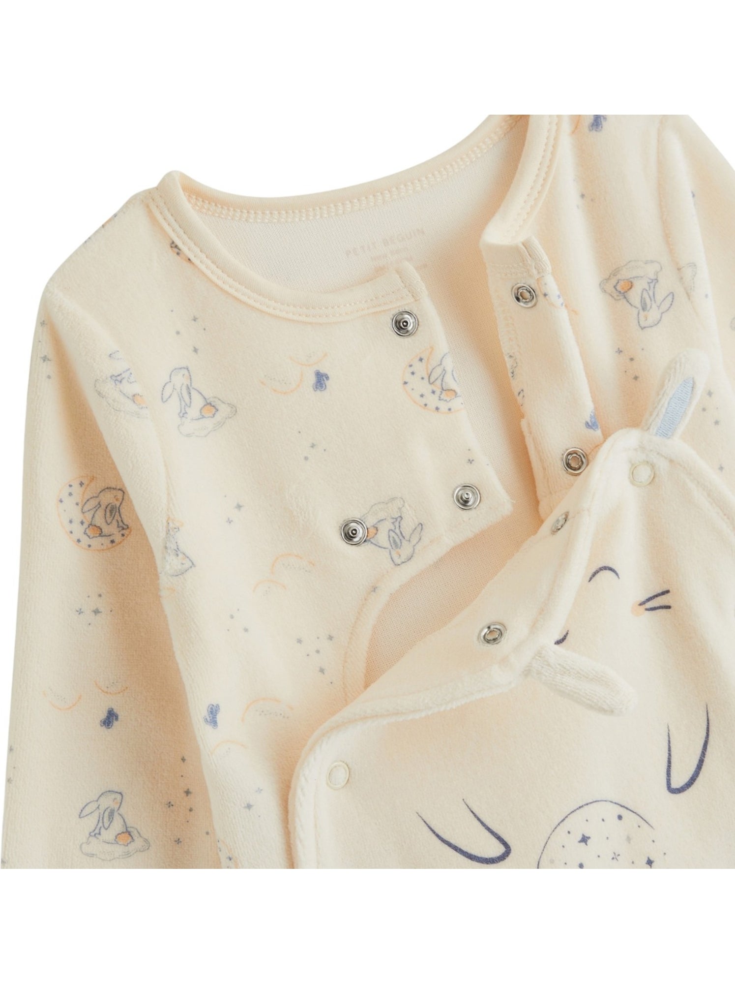 Pyjama bébé en velours ouverture pont voix lactée - Ecru