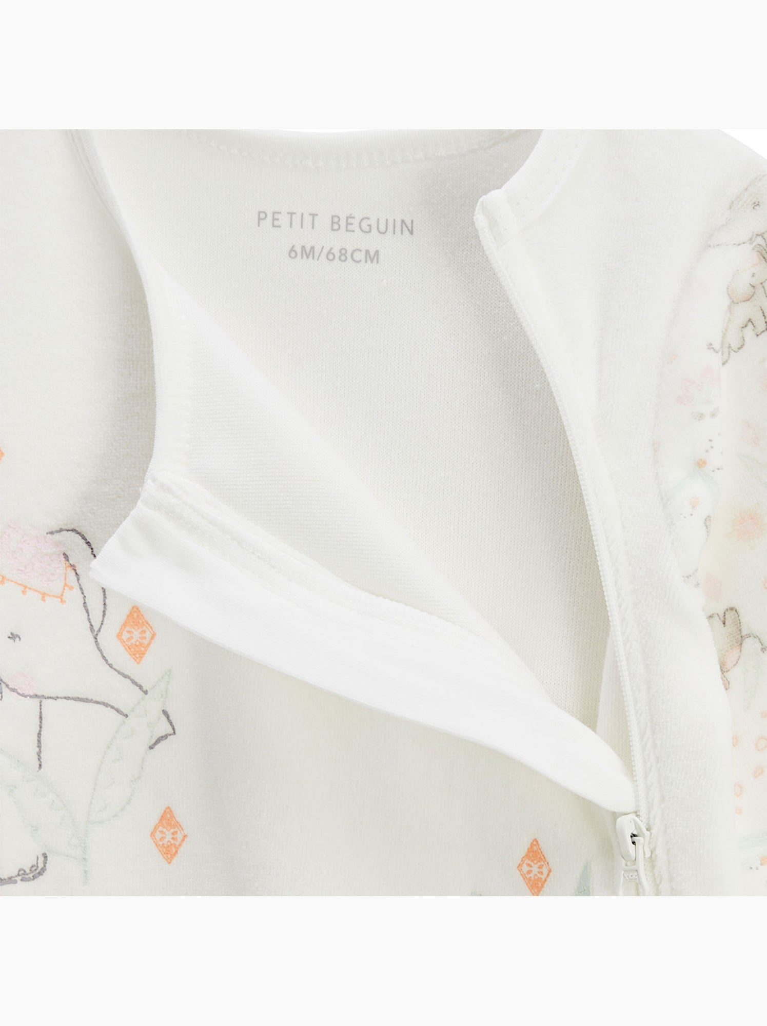 Pyjama bébé en velours ouverture zippée badian - Ecru