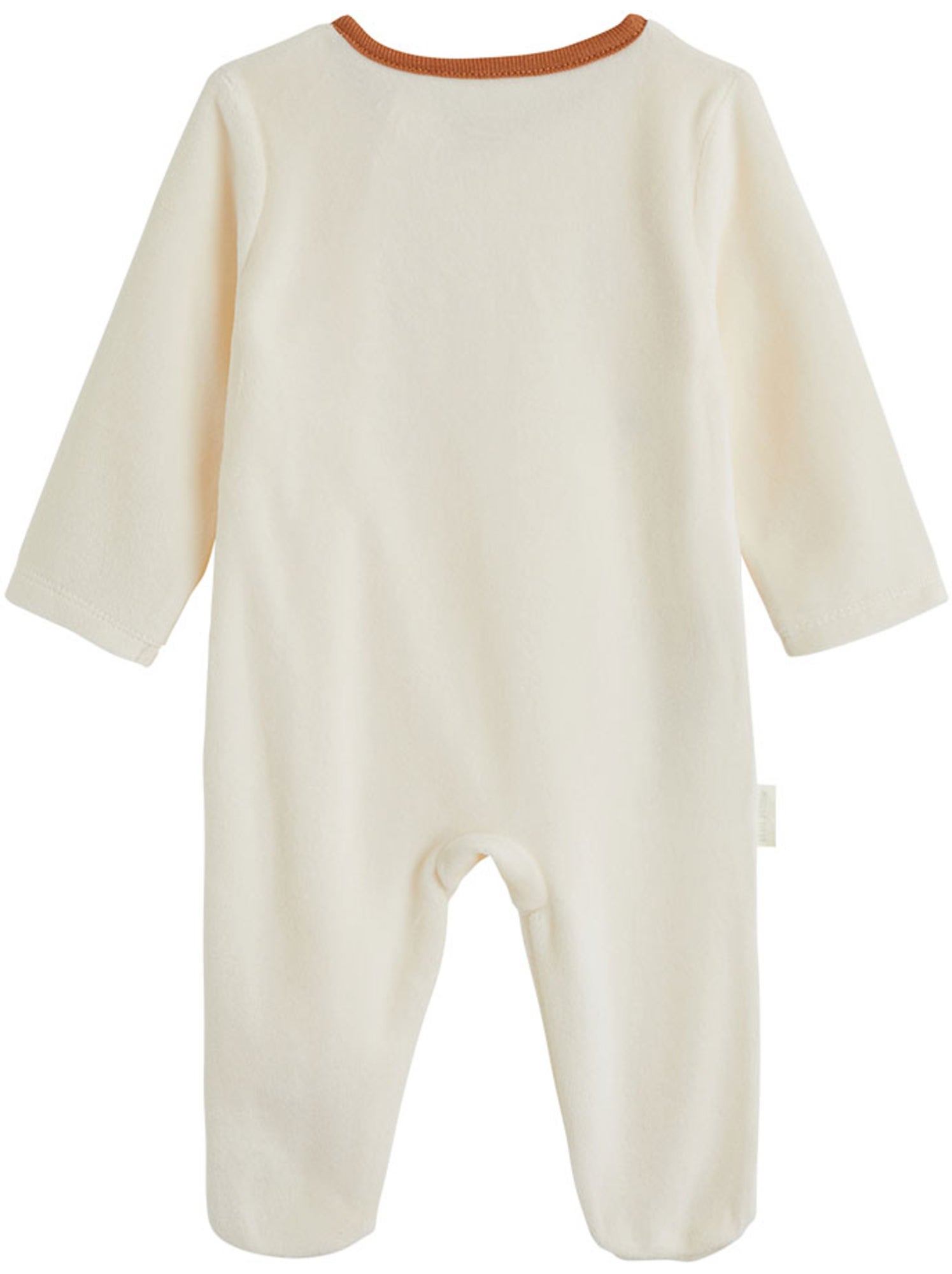 Pyjama bébé en velours ouverture zippée caramel - Ecru