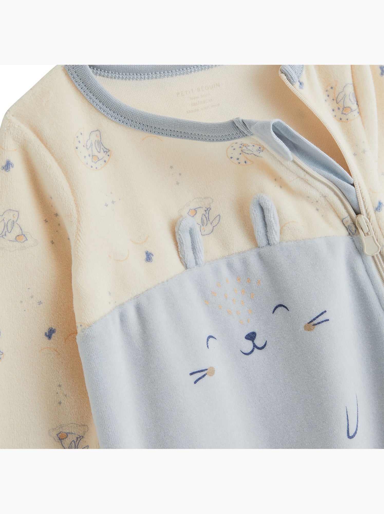 Pyjama bébé en velours ouverture zippée voix lactée - Bleu