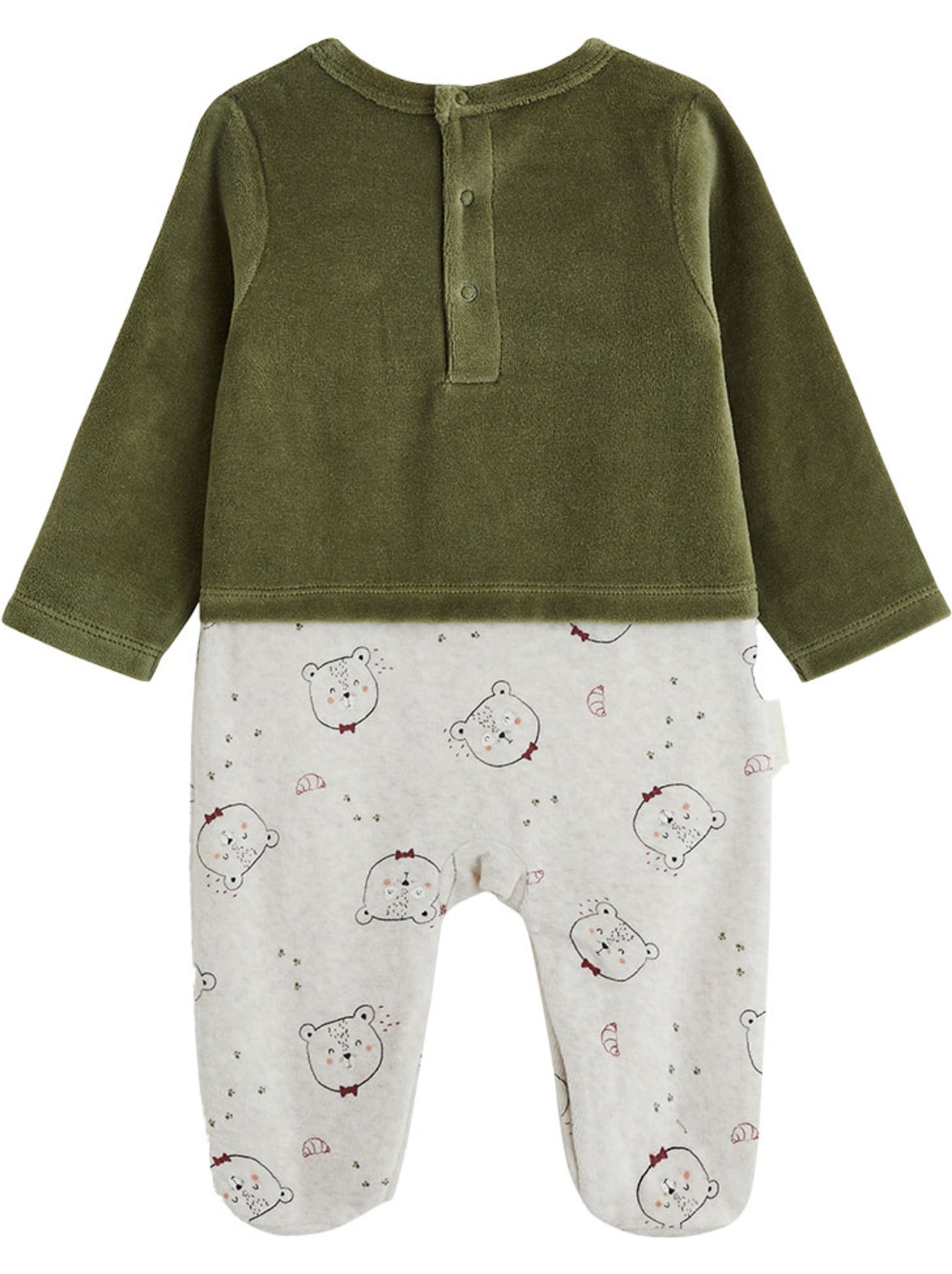 Pyjama bébé en velours pistache - Kaki