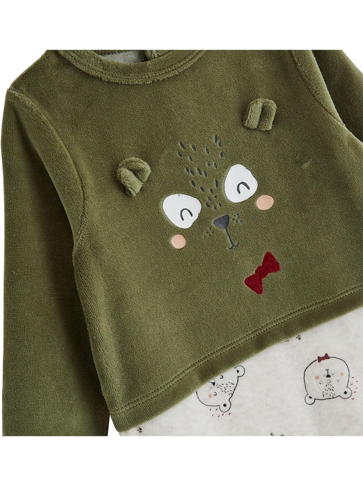 Pyjama bébé en velours pistache - Kaki