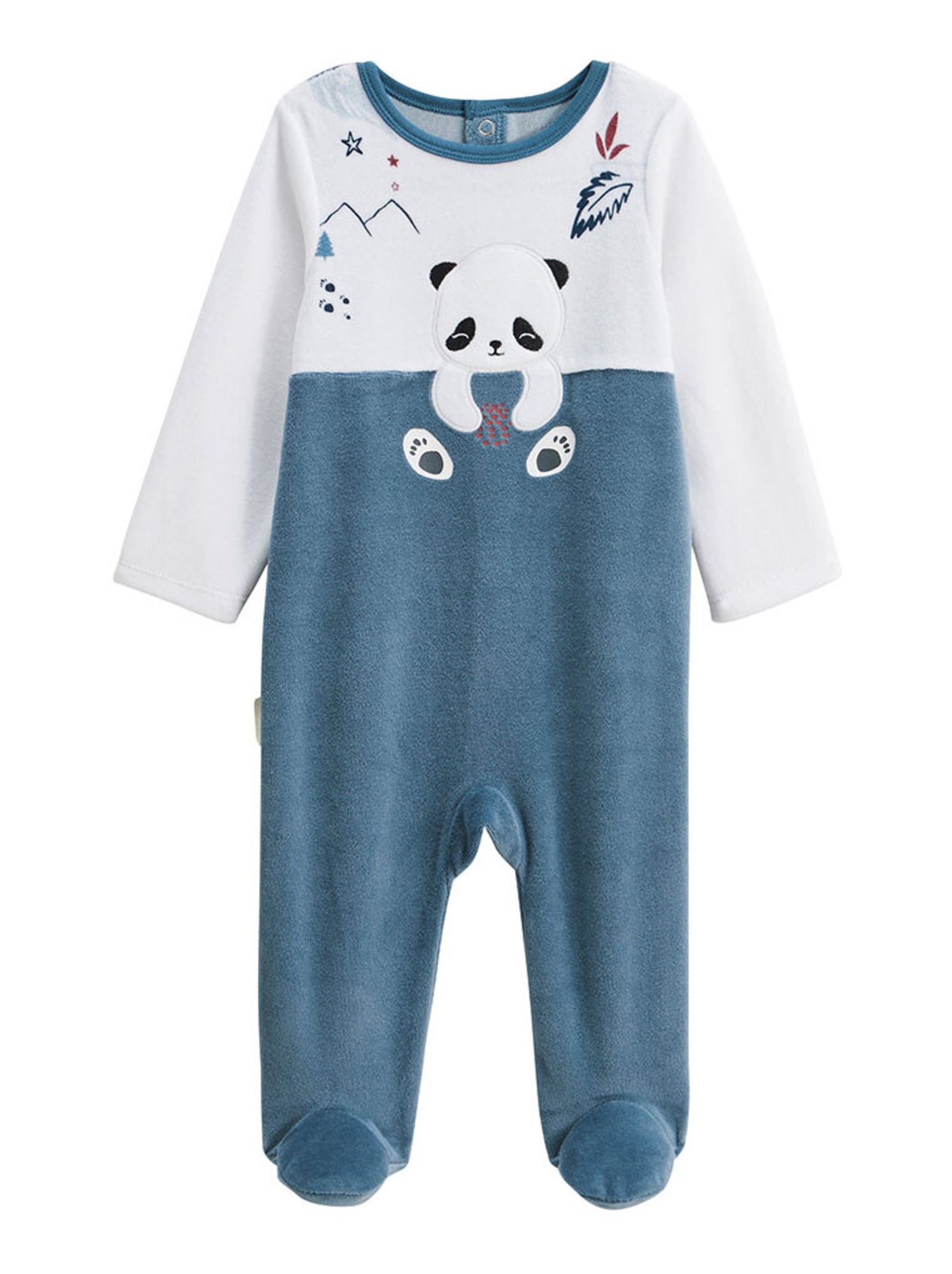 Pyjama bébé en velours tao - Bleu