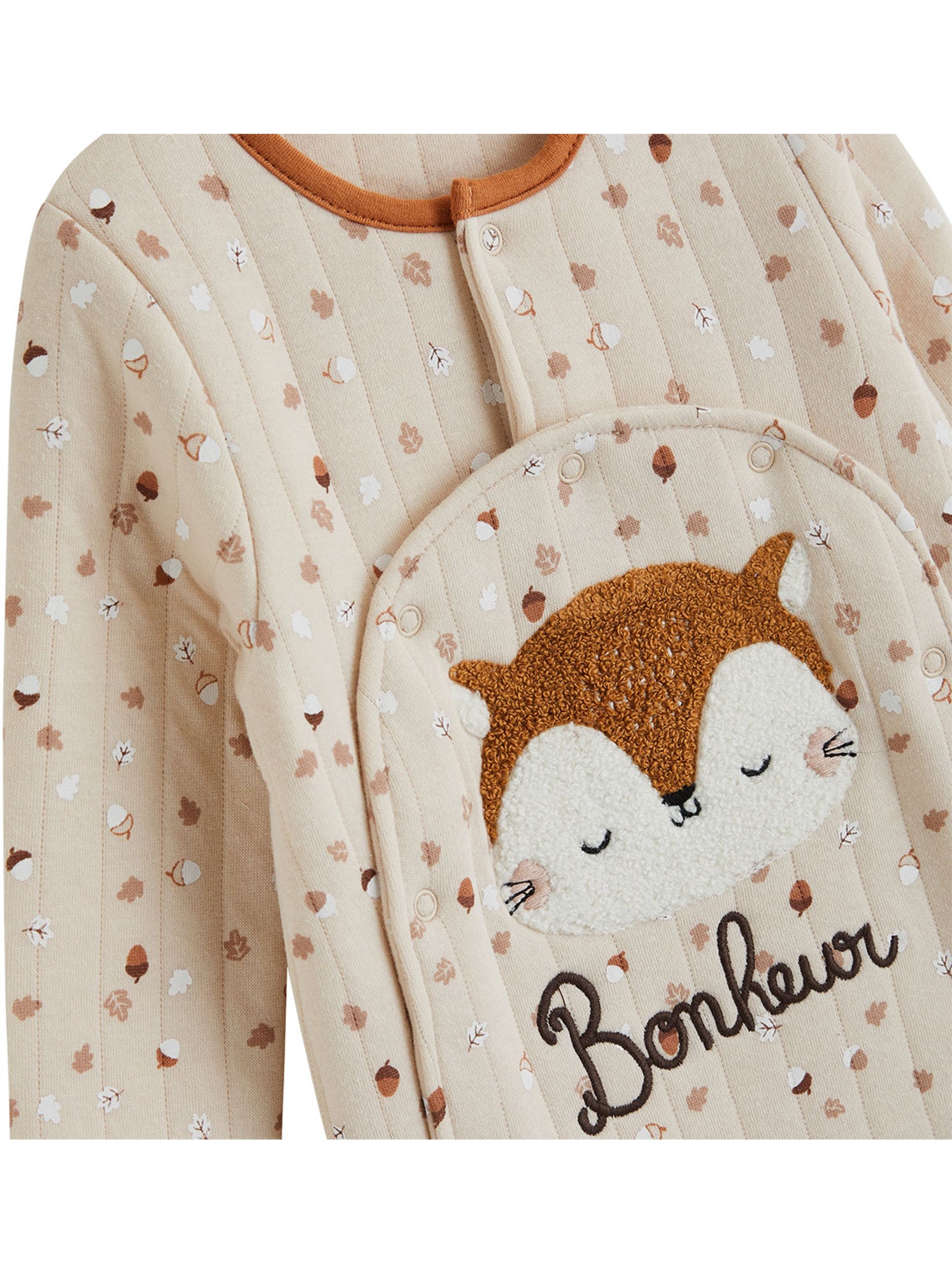 Pyjama bébé matelassé ouverture pont caramel - Ecru