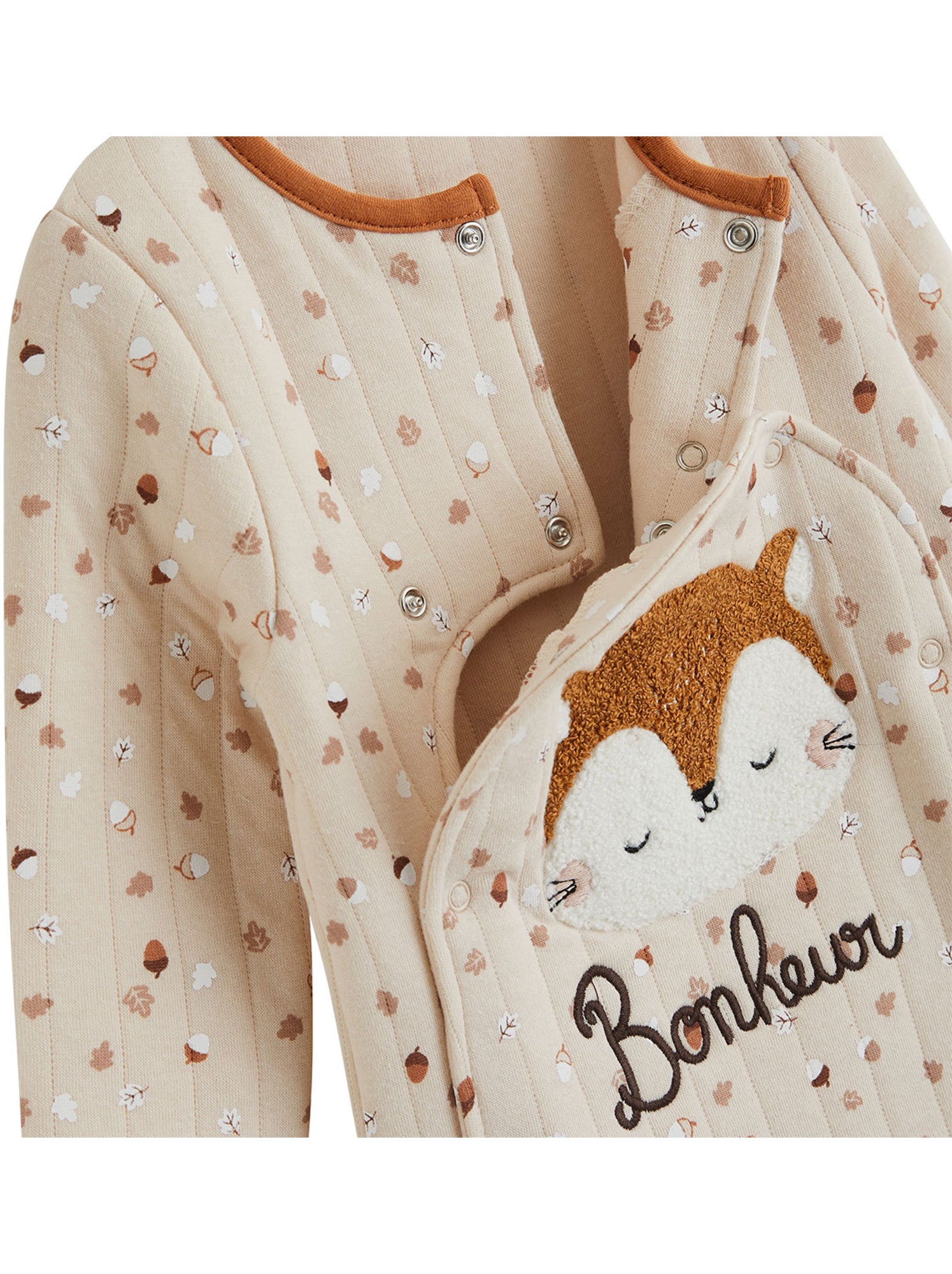 Pyjama bébé matelassé ouverture pont caramel - Ecru