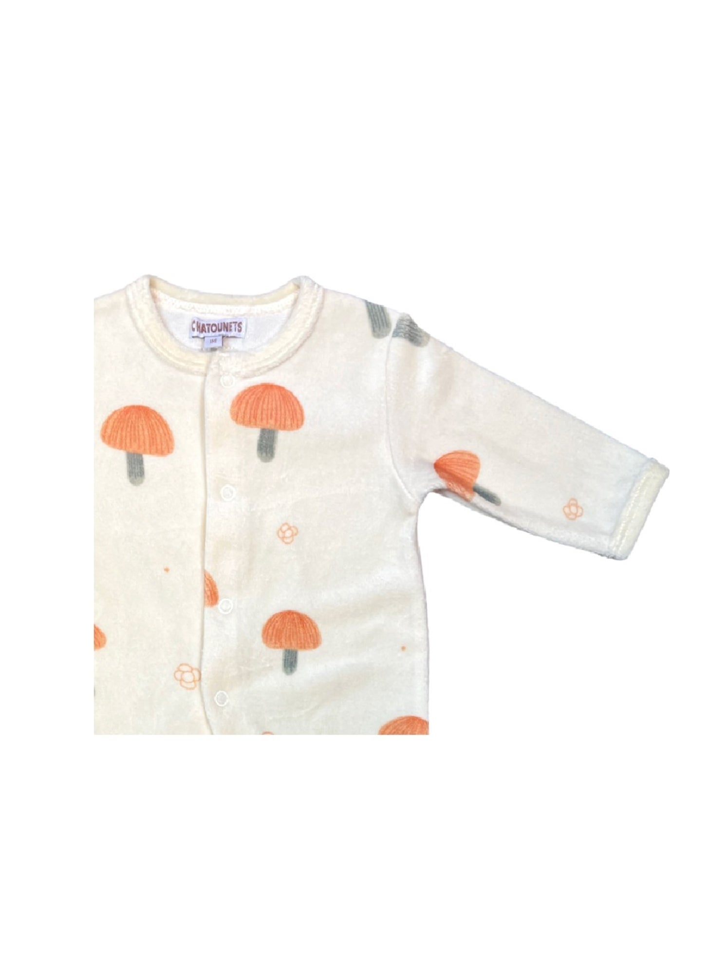 Pyjama bébé velours Champignons Les Chatounets - Beige