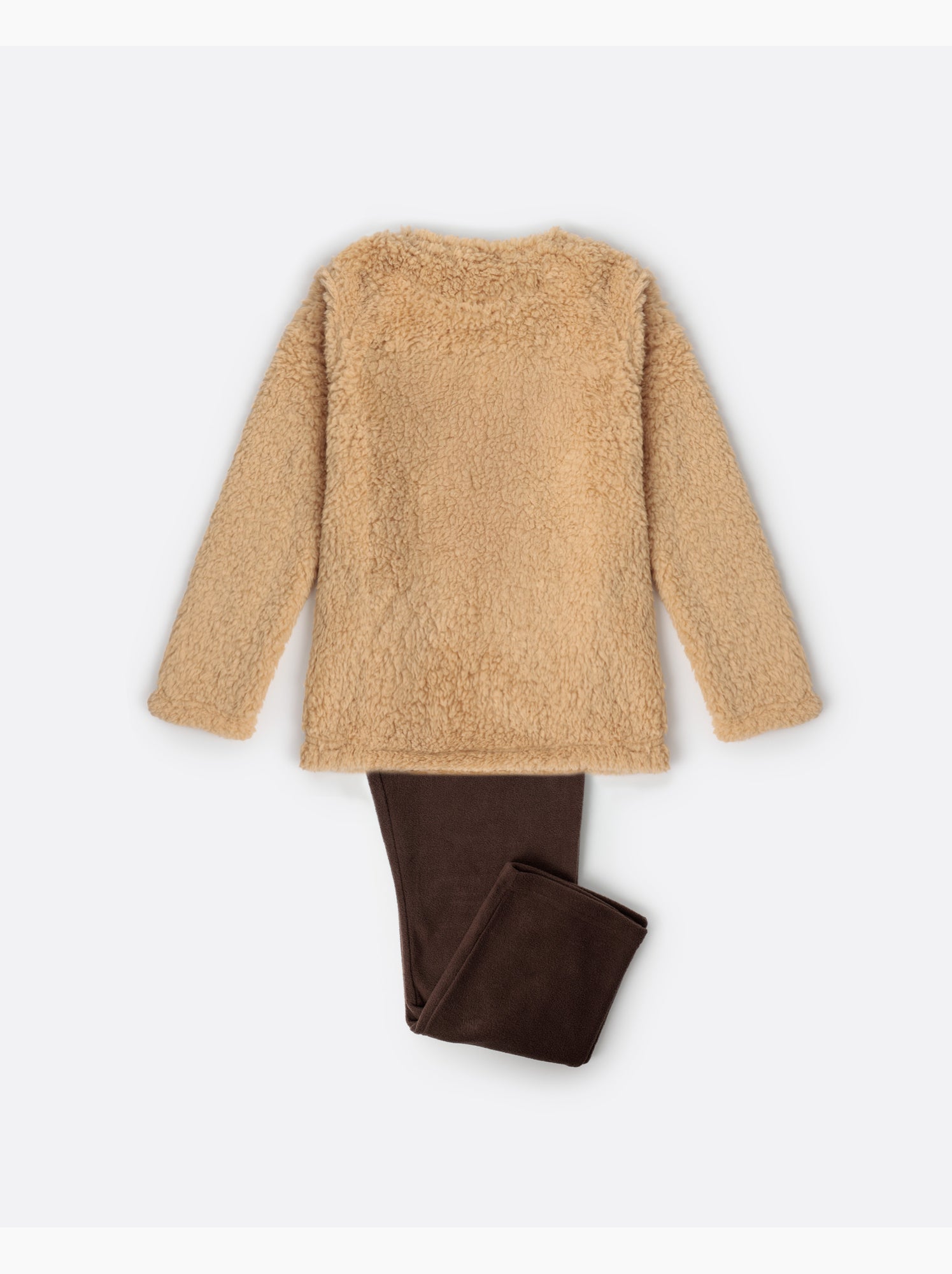 Pyjama chaud à manches longues ADMAS à motif rennes pour filles - Camel