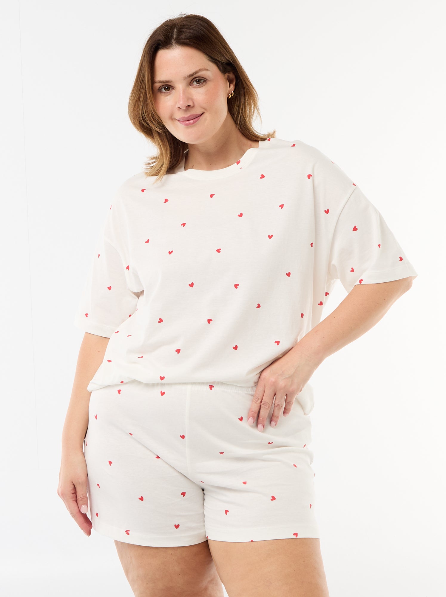 Pyjama court à motifs - 2 pièces - Blanc