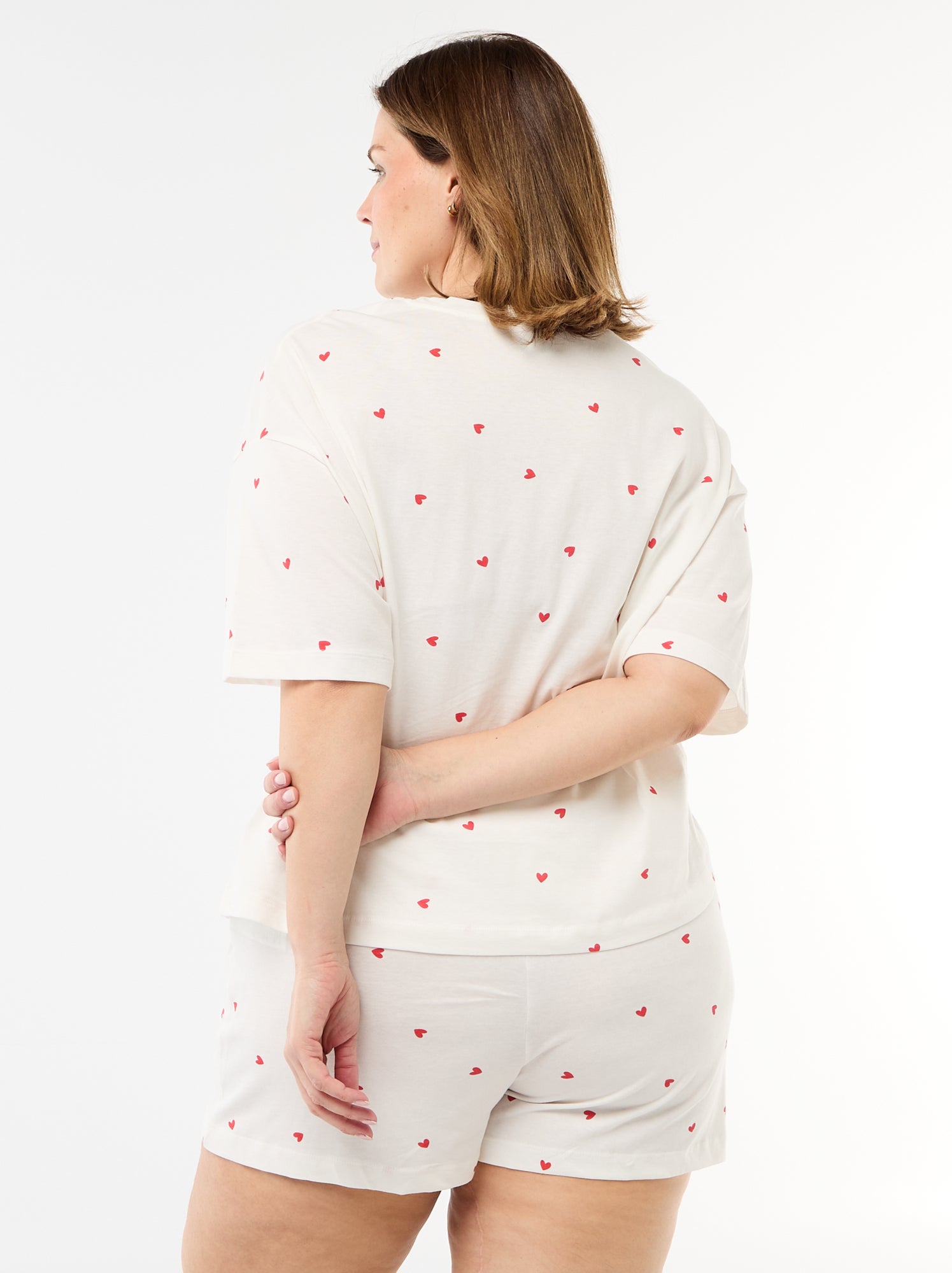 Pyjama court à motifs - 2 pièces - Blanc