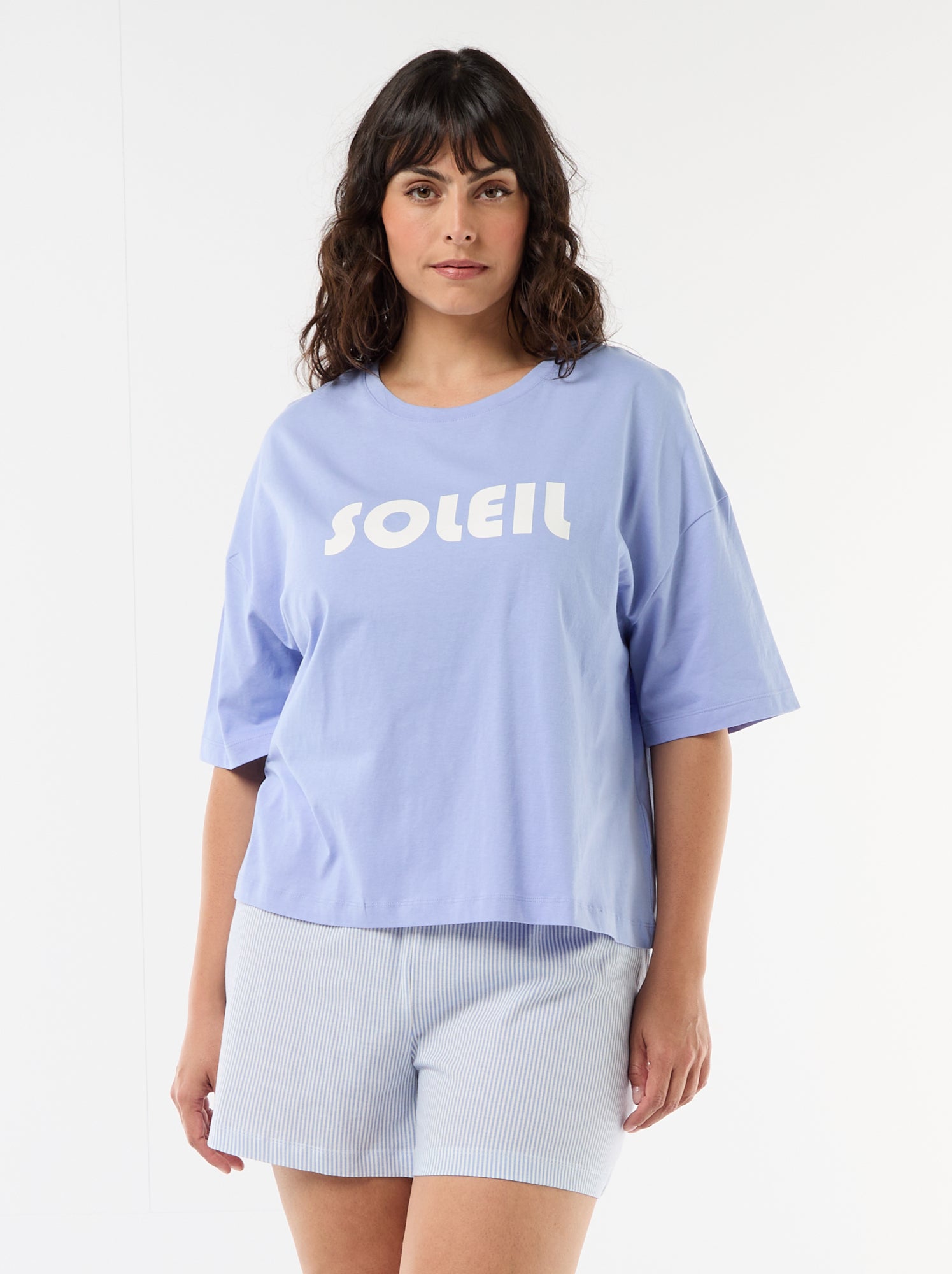 Pyjama court à motifs - 2 pièces - Bleu