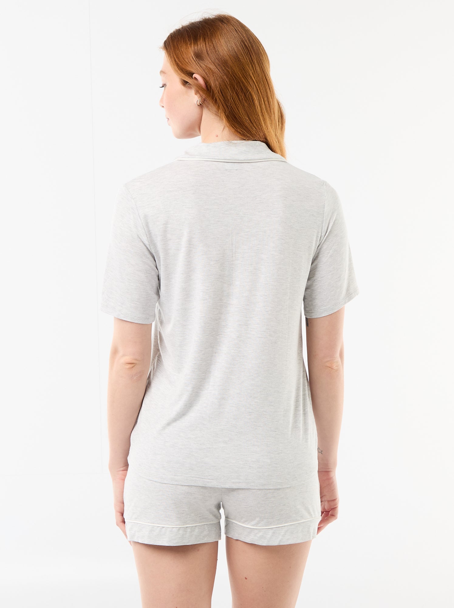 Pyjama court en viscose chiné - 2 pièces - Gris
