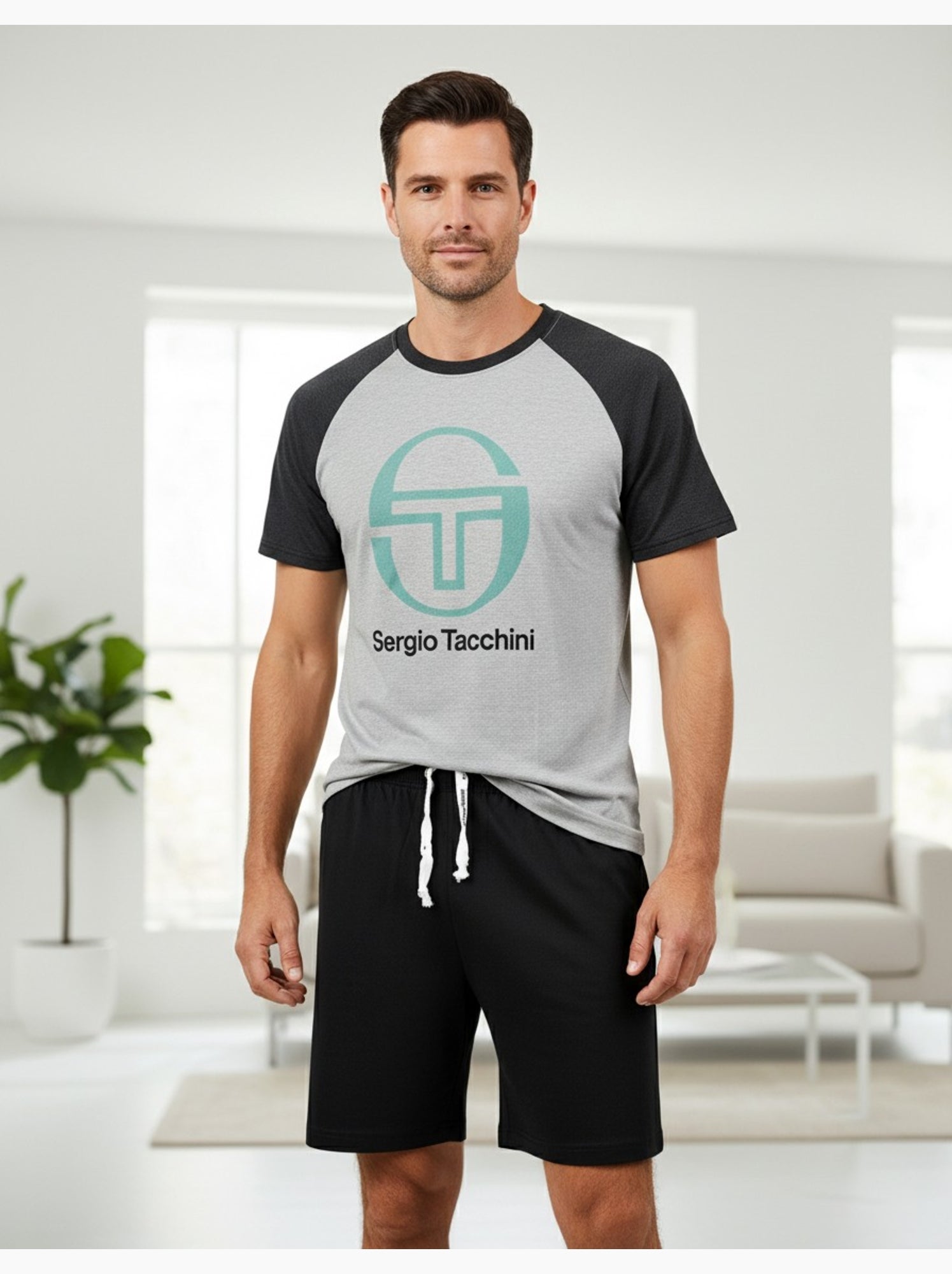 Pyjama Court Homme Sergio Tacchini - Gris Gris anthracite