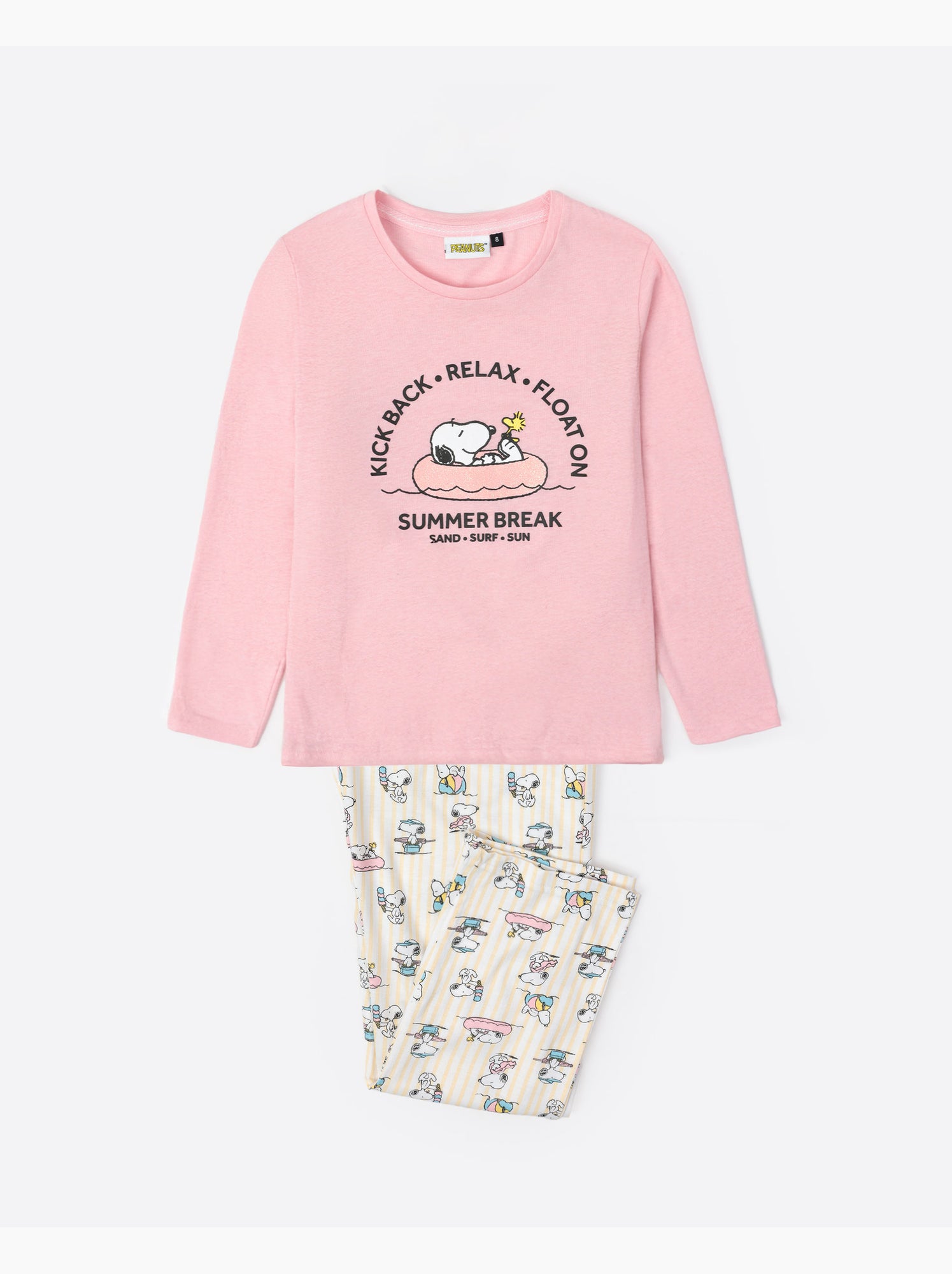 Pyjama d'été à manches longues pour fille PEANUTS - Rose
