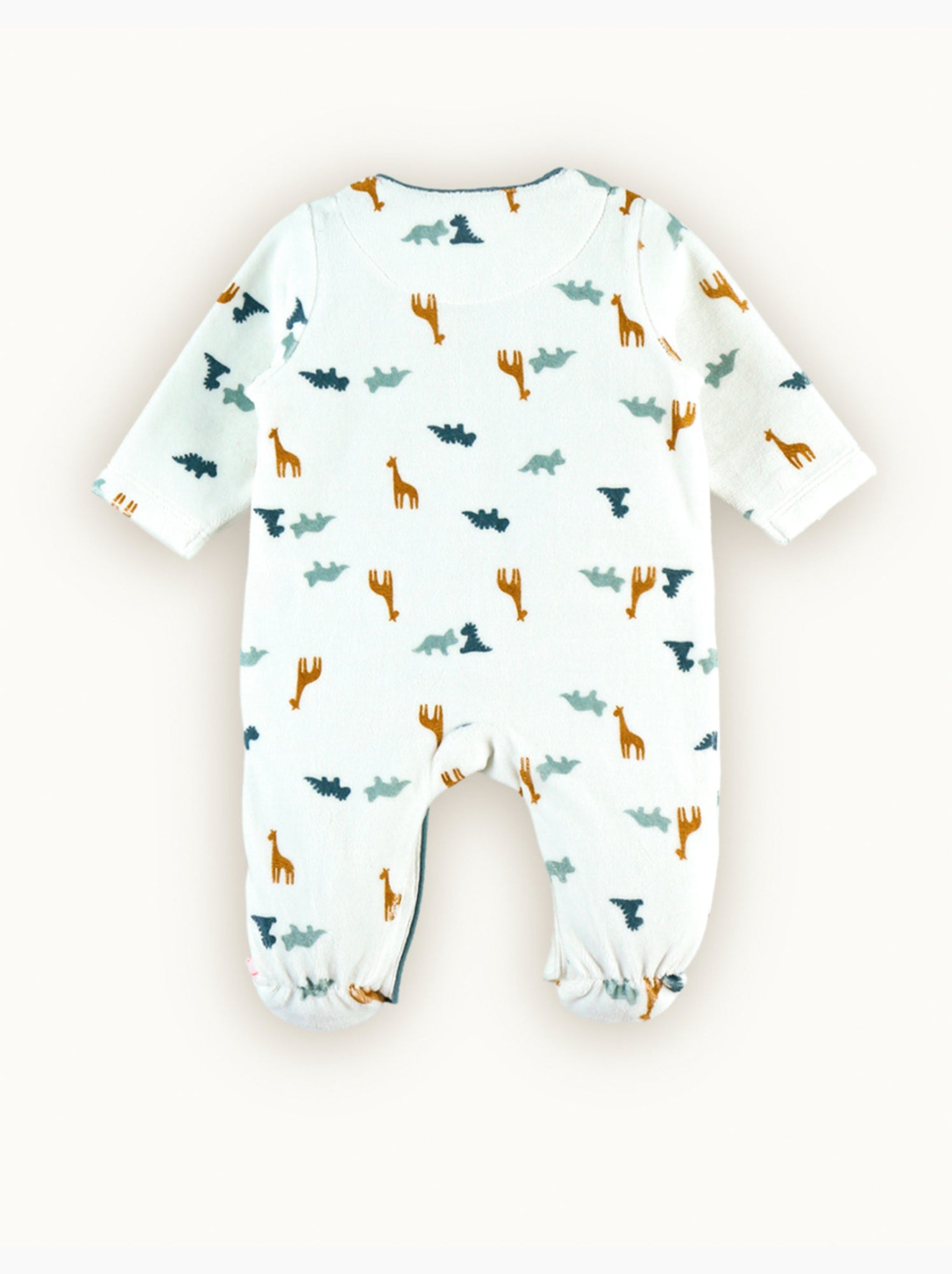 Pyjama dinosaure en velours, blanc/bleu Noukie's - Blanc