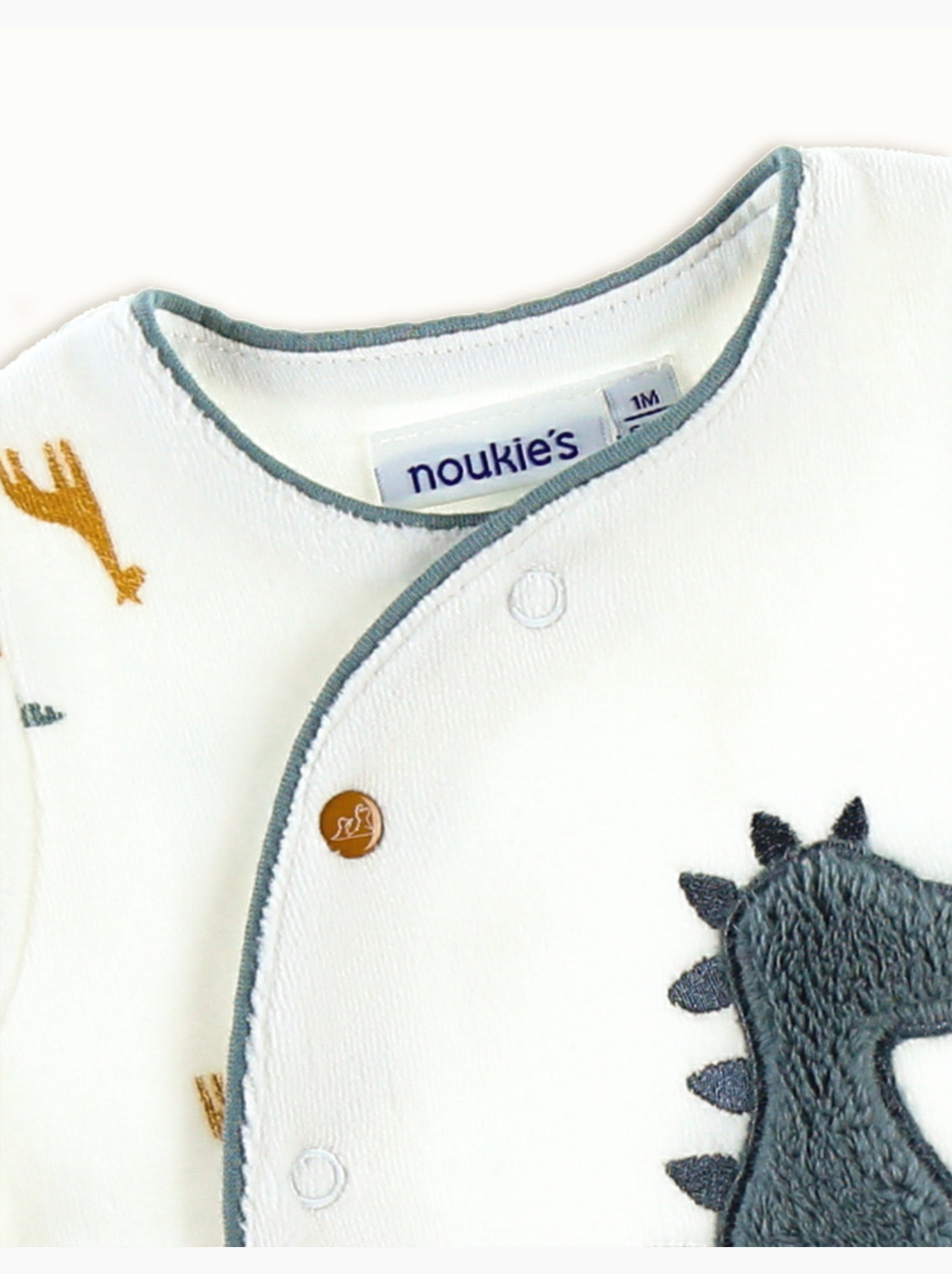 Pyjama dinosaure en velours, blanc/bleu Noukie's - Blanc