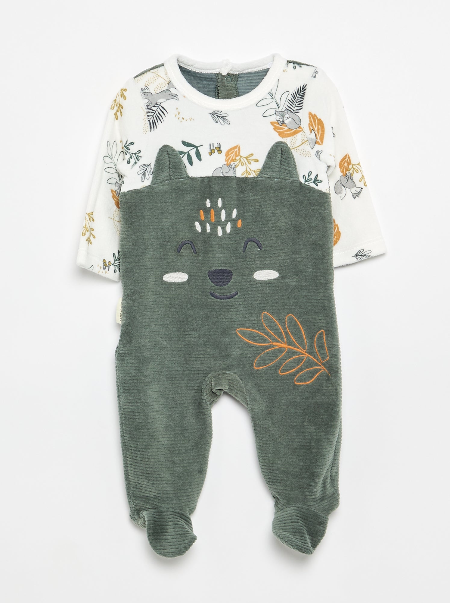 Pyjama dors bien 'Petit Béguin' bi-matière - Vert