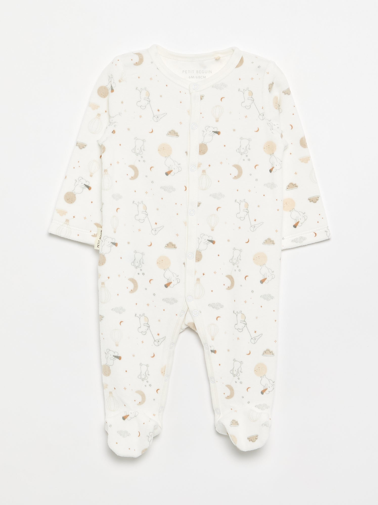 Pyjama dors bien 'Petit Béguin' en velours - Beige