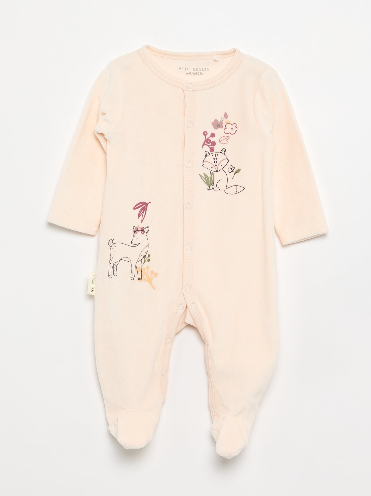 Pyjama dors bien 'Petit Béguin' en velours - Rose