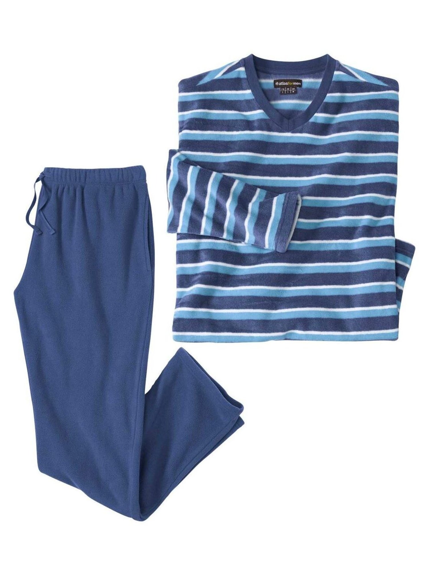 Pyjama Micropolaire Rayé   - ATLAS FOR MEN - Bleu