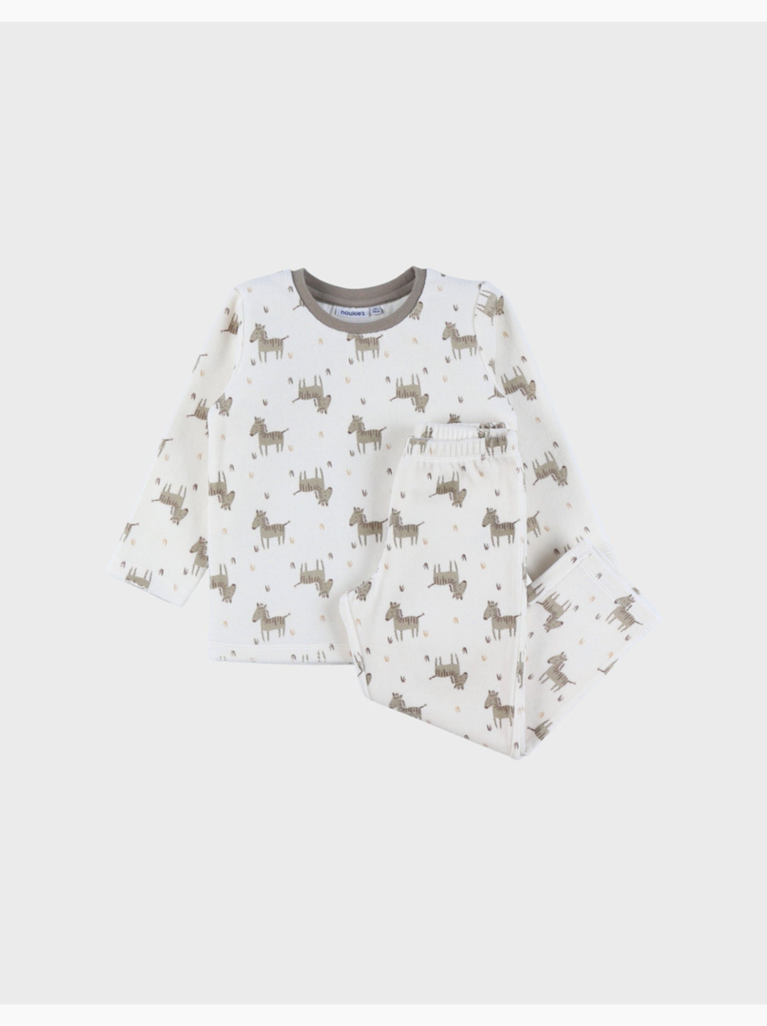 Pyjama en velours 2 pièces avec motif zèbre Noukie's - Blanc