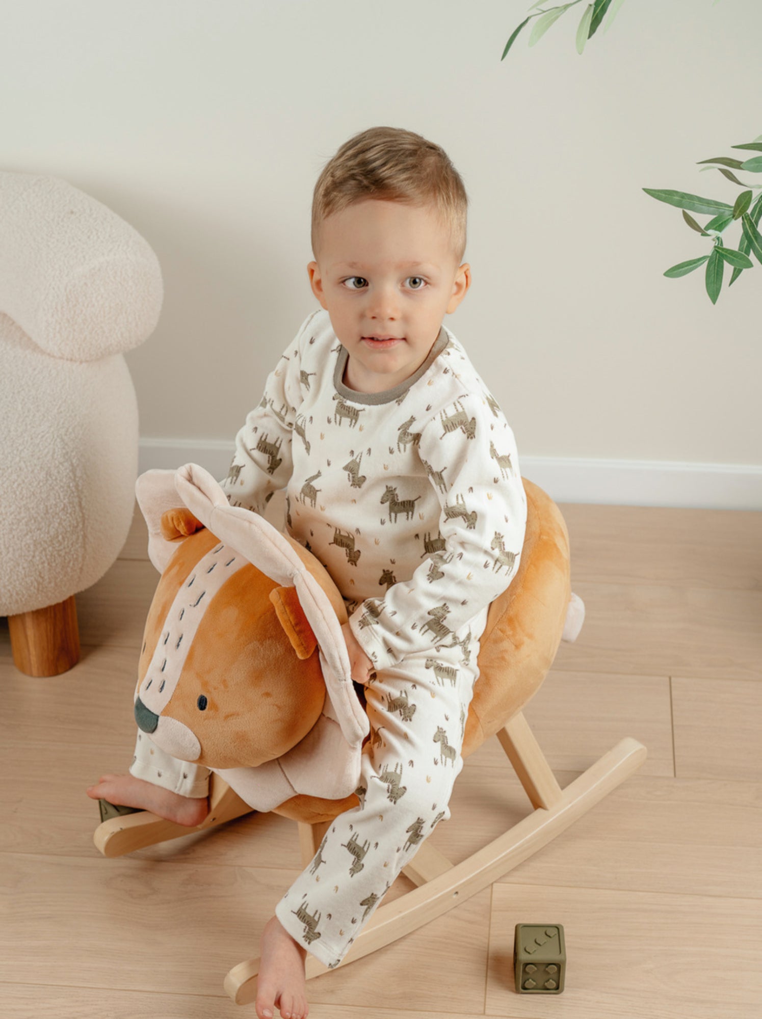 Pyjama en velours 2 pièces avec motif zèbre Noukie's - Blanc