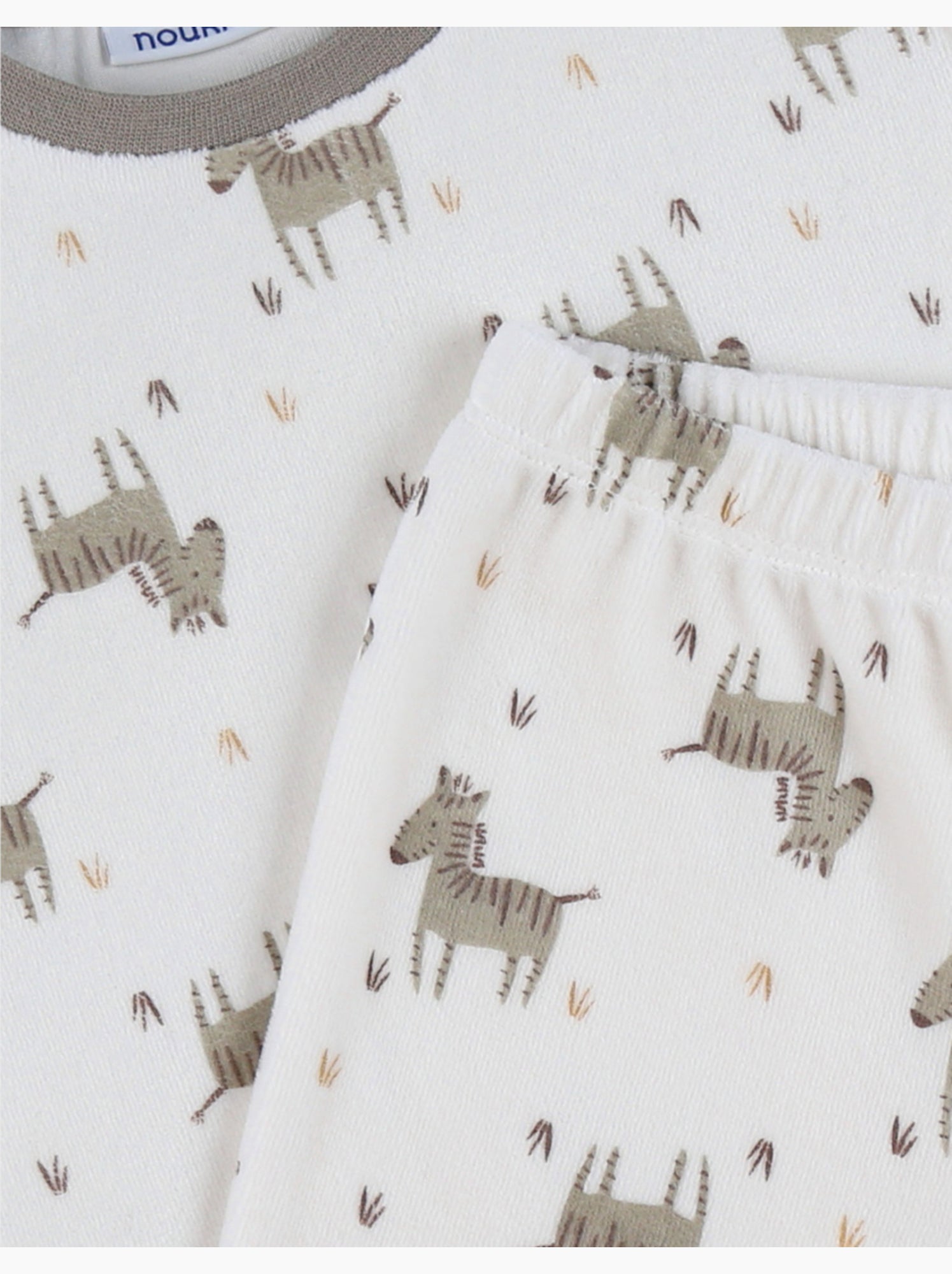 Pyjama en velours 2 pièces avec motif zèbre Noukie's - Blanc