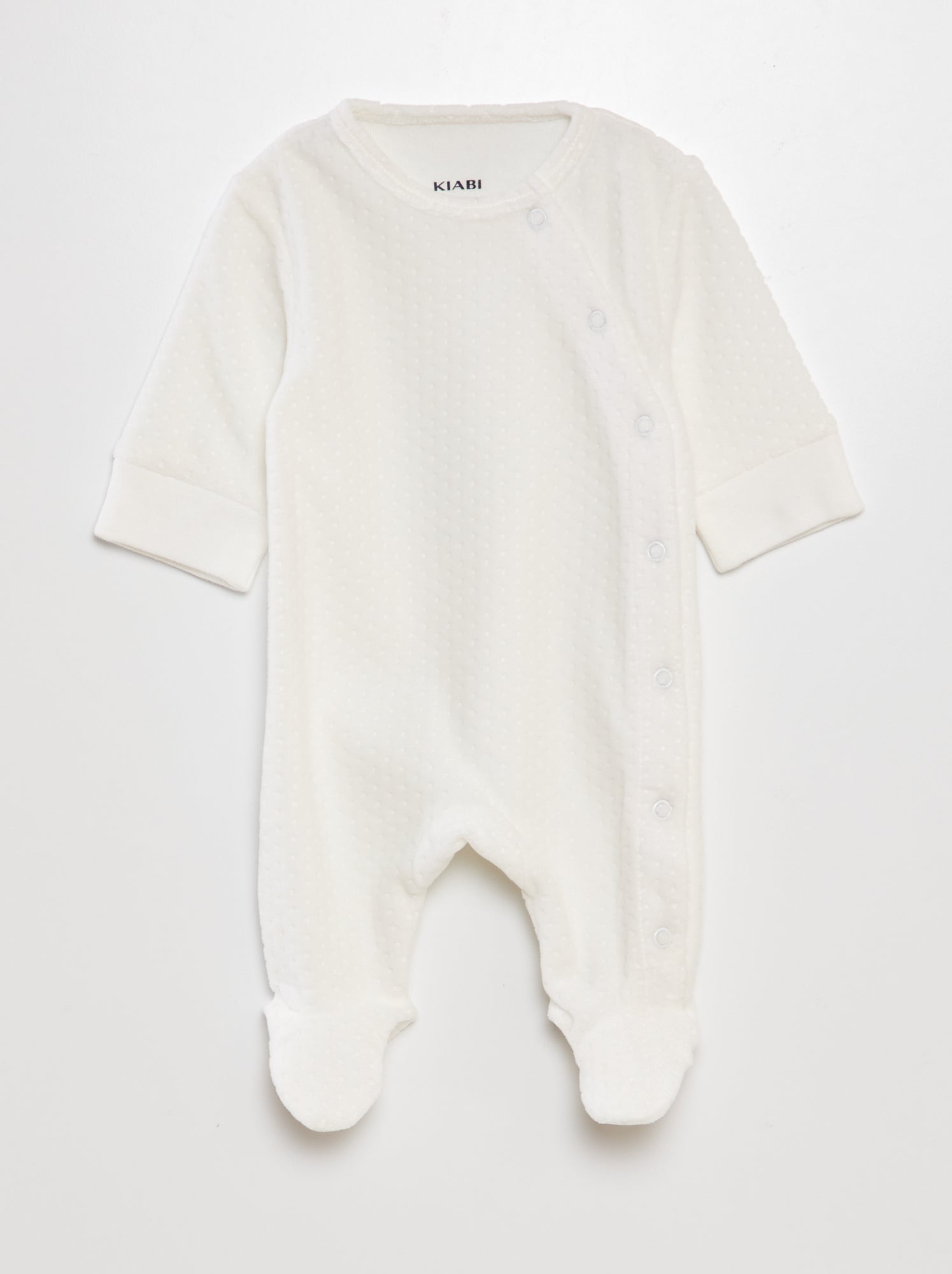 Pyjama en velours avec manches ajustables - Blanc
