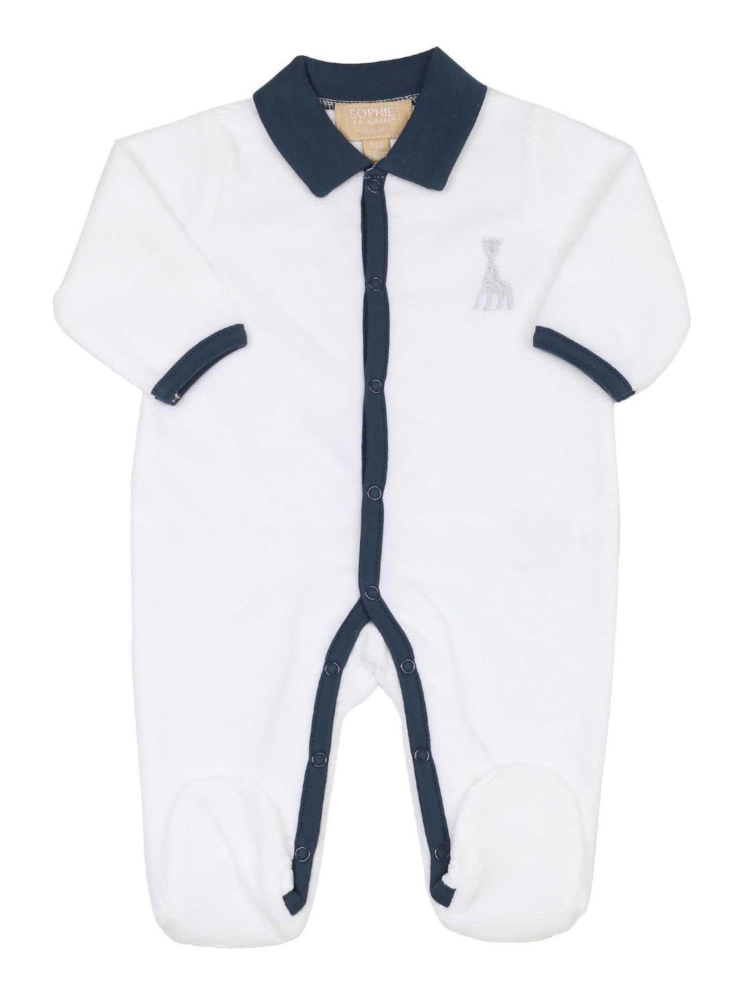 Pyjama en velours blanc Sophie la girafe (3 mois) - Blanc