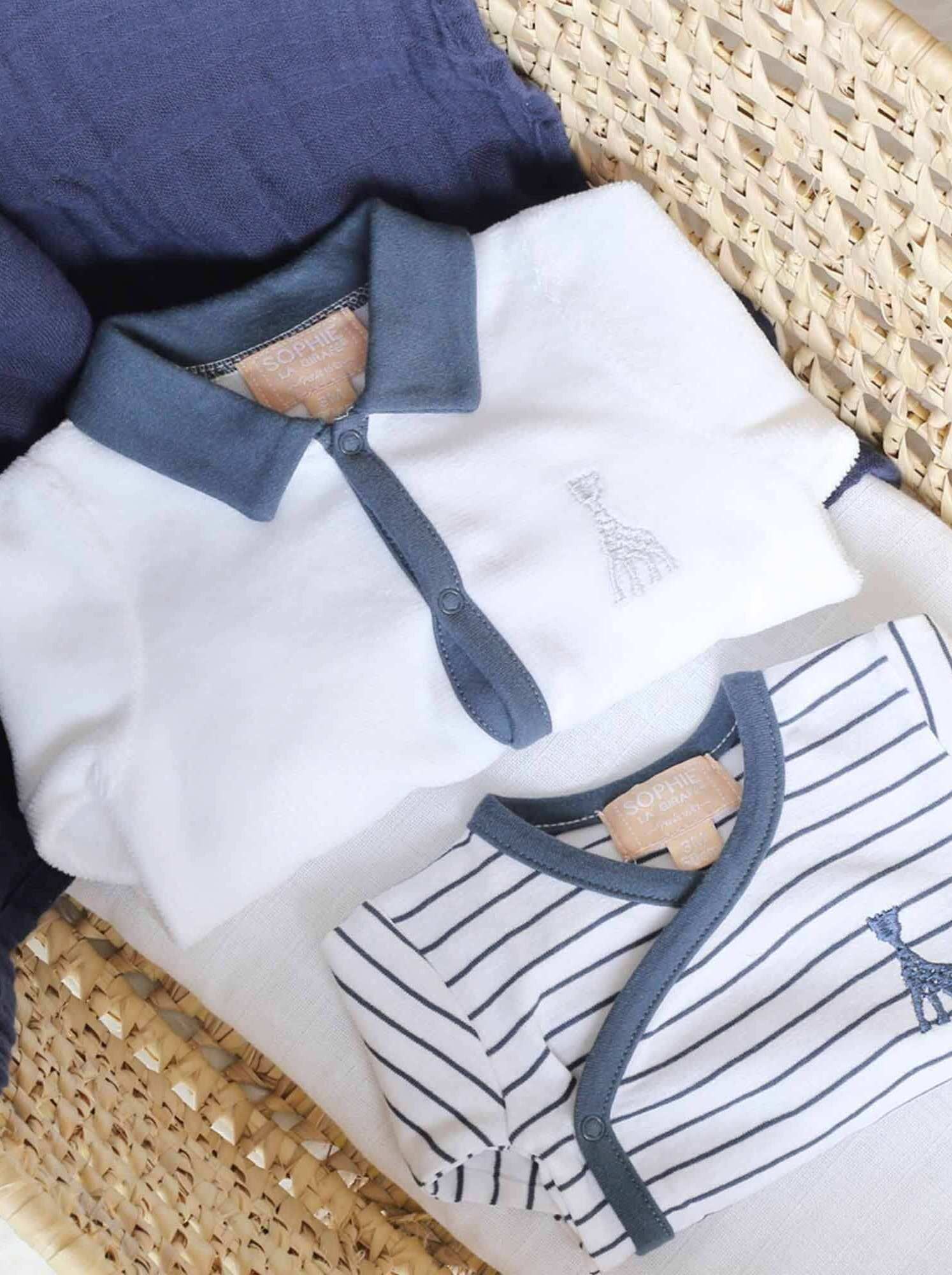 Pyjama en velours blanc Sophie la girafe (3 mois) - Blanc